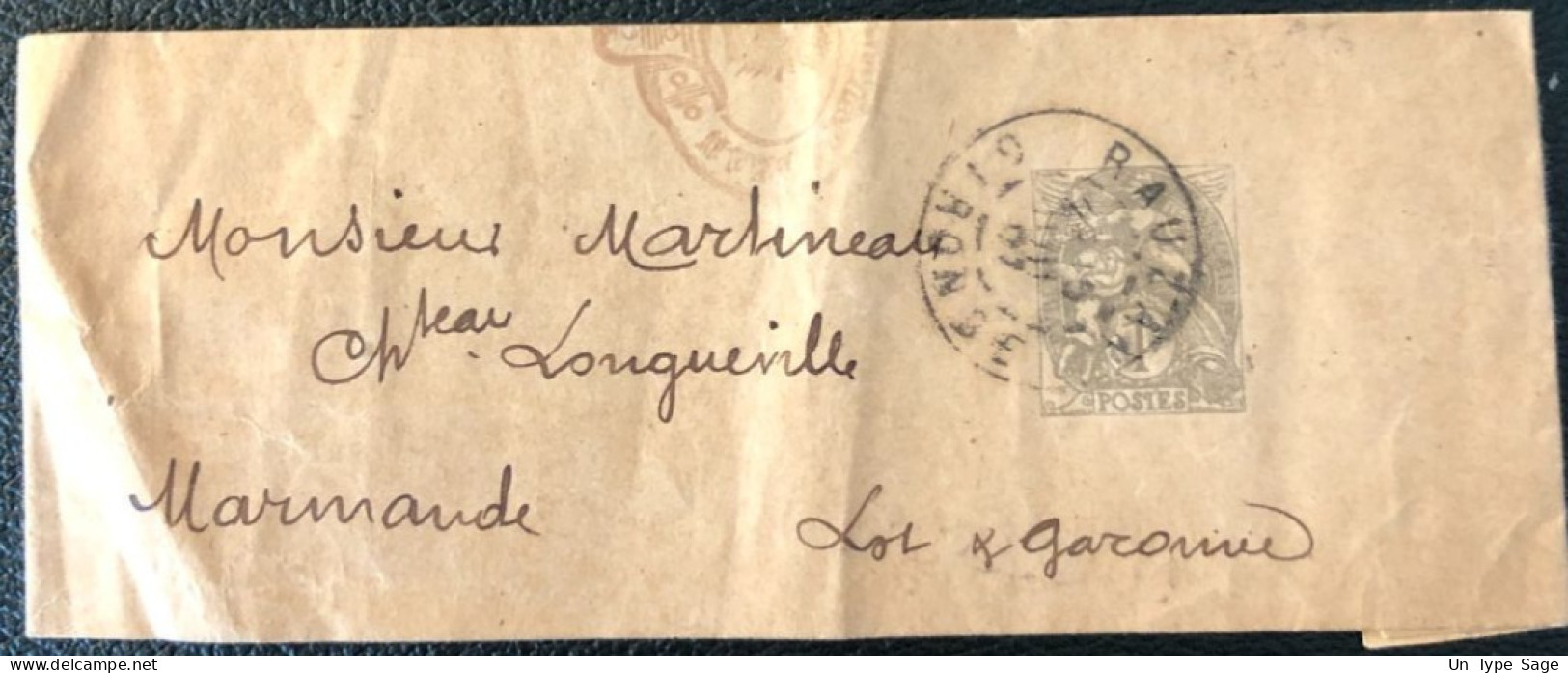 France, Bande Journal (BJ-107) Sans Date - TAD RAUZAN, Gironde 15.7.1902 - (A259) - Striscie Per Giornali