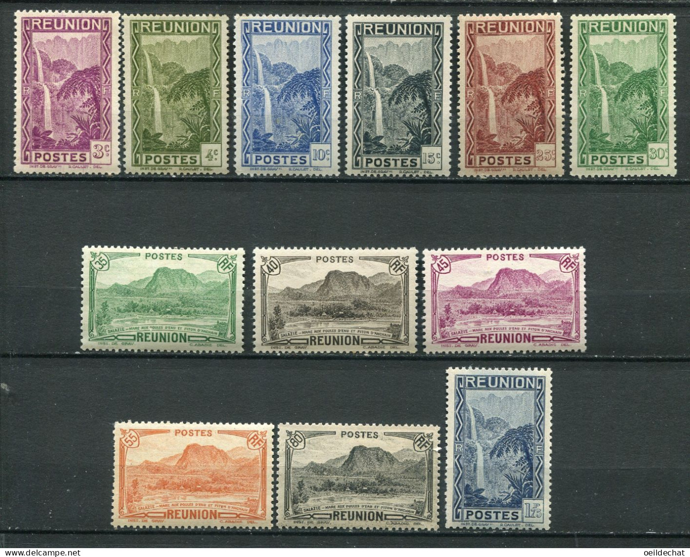 26429 Réunion N°127,129/30,132/3A,135,136A,138A,143A,163/4** Cascade De Salazie Et Mare Aux Poules D'eau 1933 B/TB - Unused Stamps