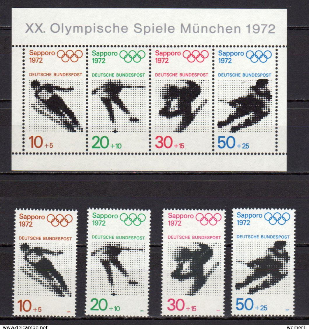 Germany 1971 Olympic Games Sapporo / Munich Set Of 4 + S/s MNH - Invierno 1972: Sapporo