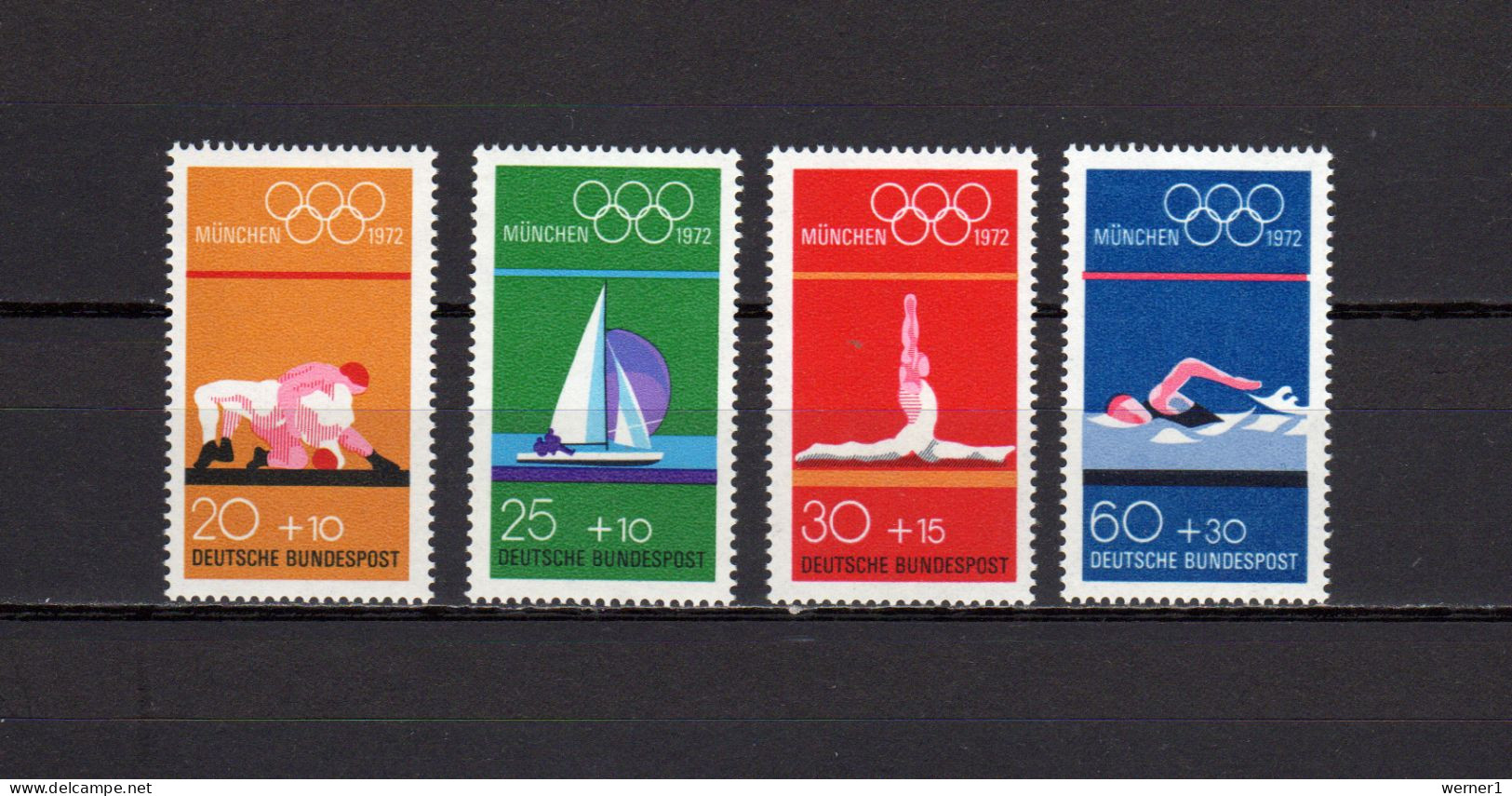 Germany 1972 Olympic Games Munich, Wrestling, Sailing, Gymnastics, Swimming Set Of 4 MNH - Zomer 1972: München