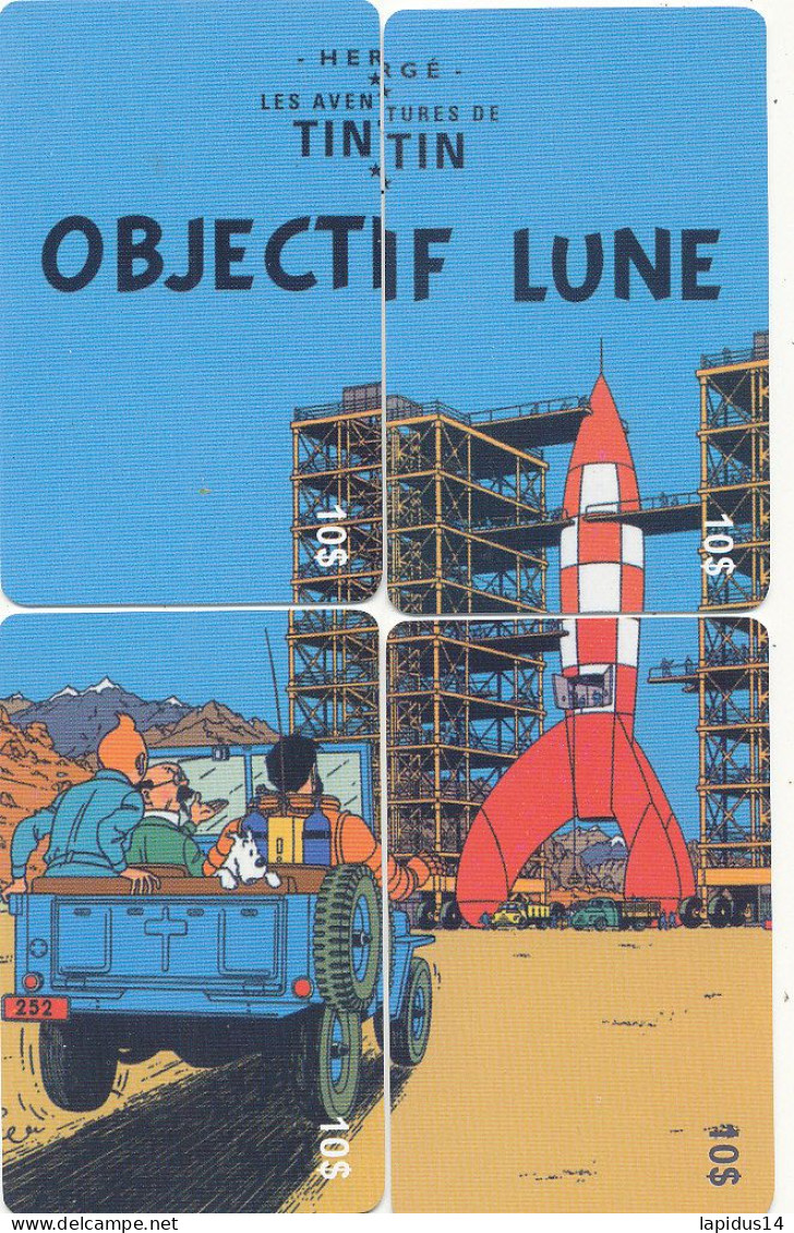 TE 16 / TELECARTE PUZZLE DE 4 CARTES  TINTIN OBJECTIF LUNE TIRAGE 500 EX - Stripverhalen