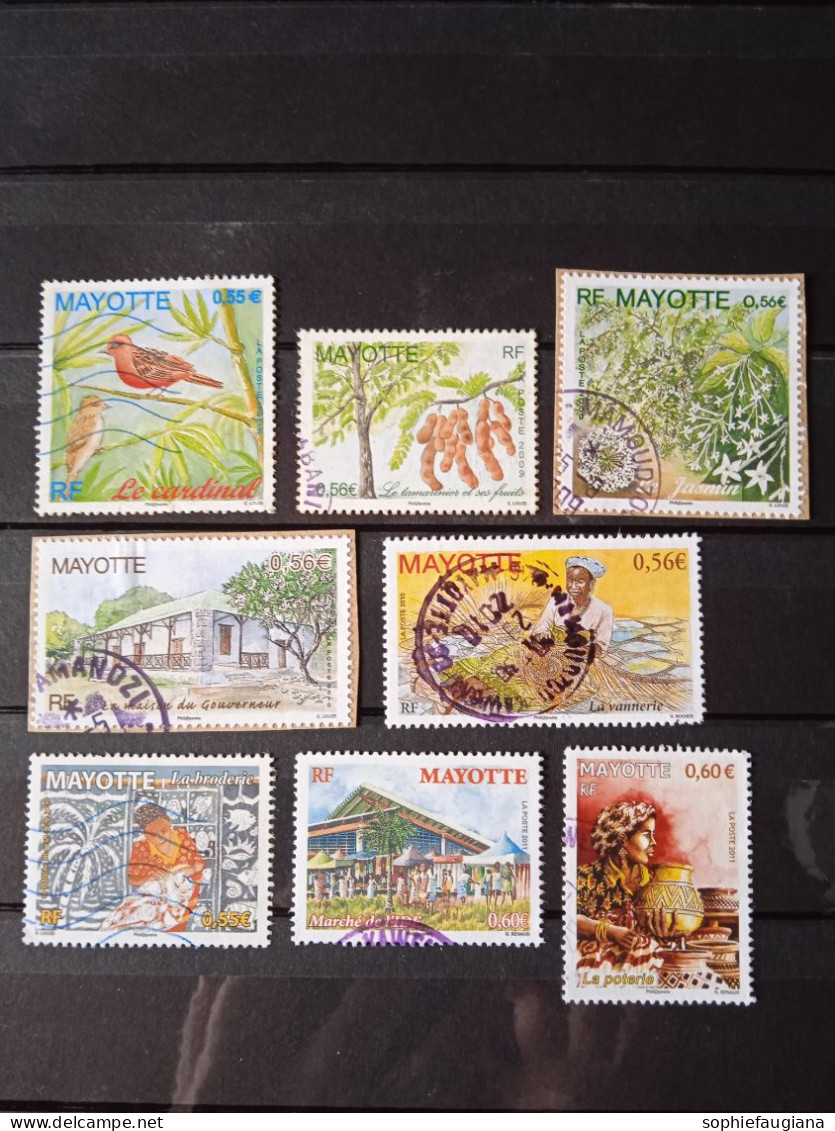 Lots De 8 Timbres, Mayotte Obl - Used Stamps
