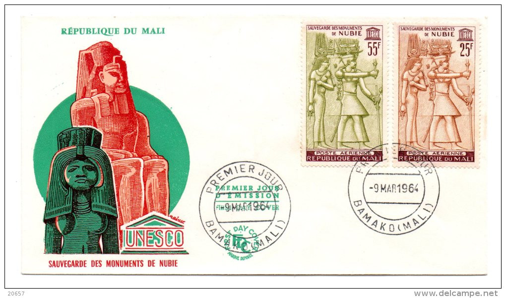 Mali A 022 Et 023 Fdc Monuments De Nubie , Pharaons , Egypte , Egyptologie , Unesco - Egyptology