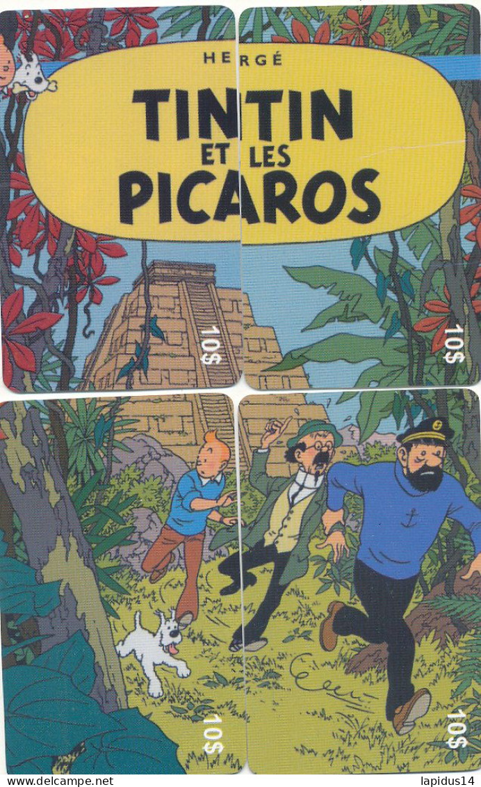 TE 17 / TELECARTE PUZZLE DE 4 CARTES  TINTIN  ET LES PICAROS TIRAGE 500 EX - Comics