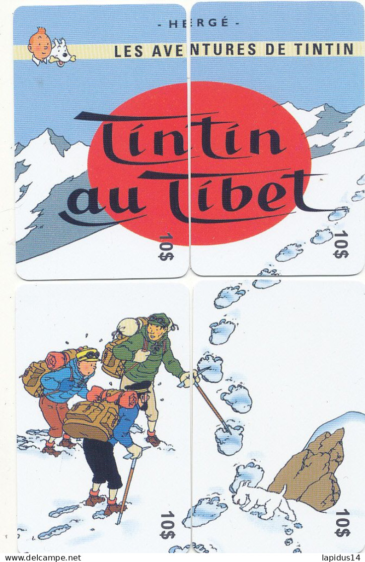 TE 18 / TELECARTE PUZZLE DE 4 CARTES  TINTIN  AU TIBET TIRAGE 500 EX - Cómics