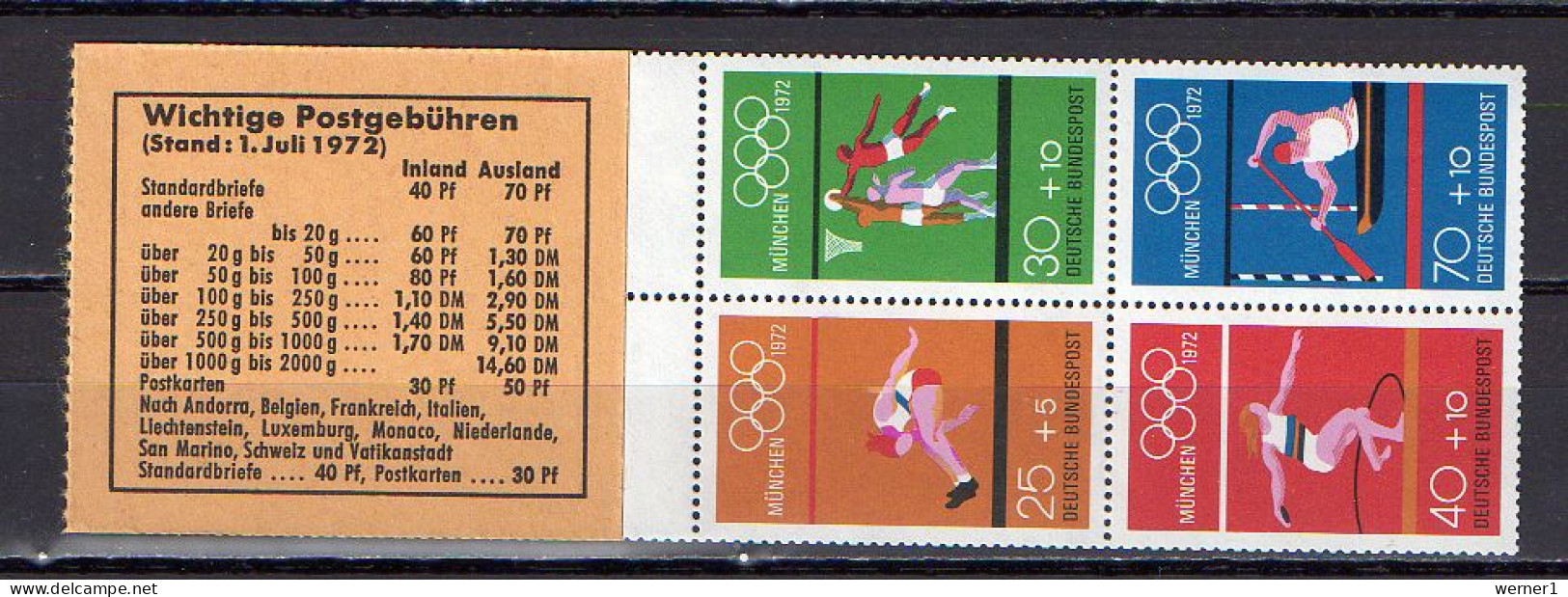 Germany 1972 Olympic Games Munich, Basketball, Rowing Etc. Stamp Booklet MNH - Verano 1972: Munich
