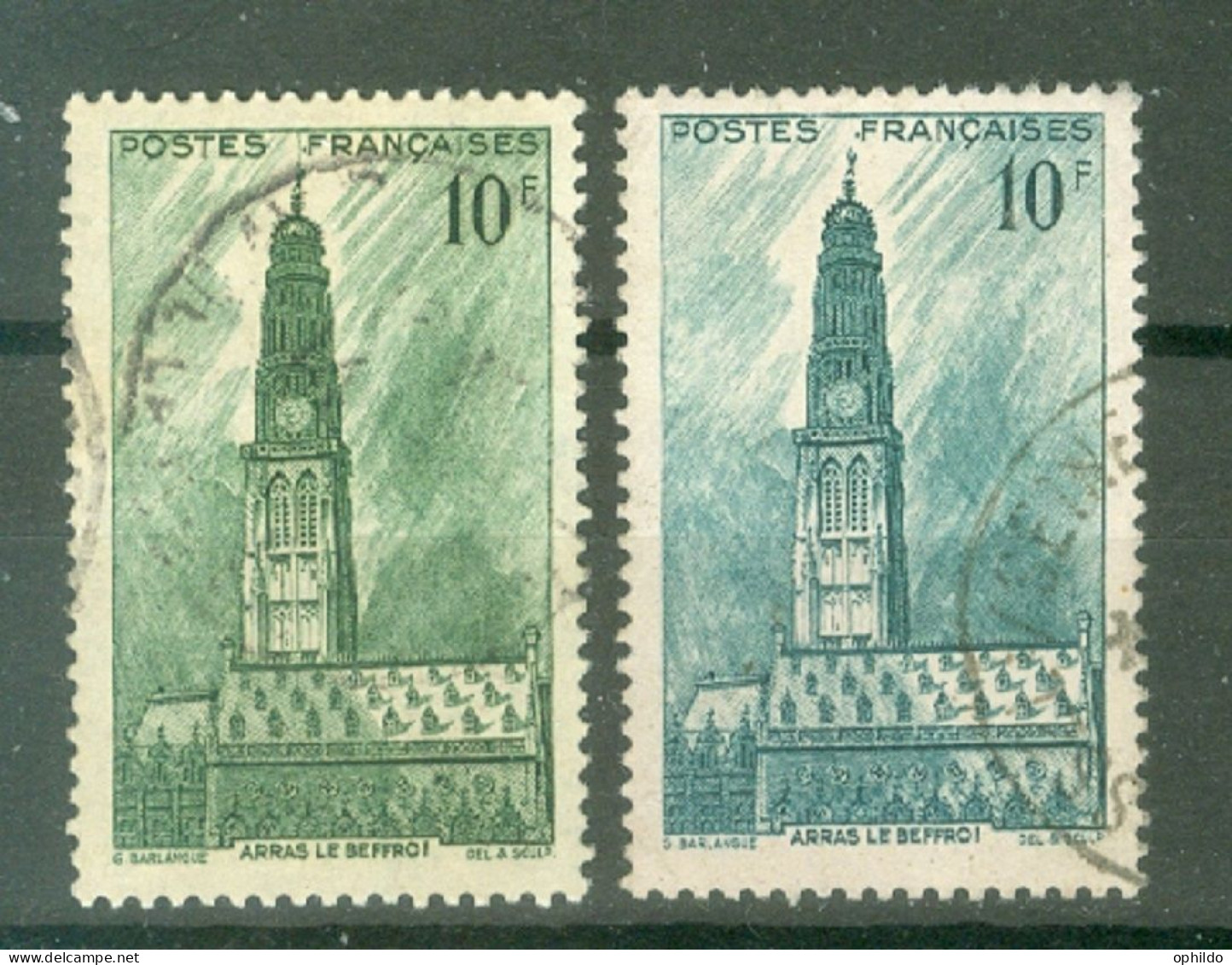 France Yv 567  Ob TB En 2 Nuances  Vert Et Vert Bleuté  - Used Stamps