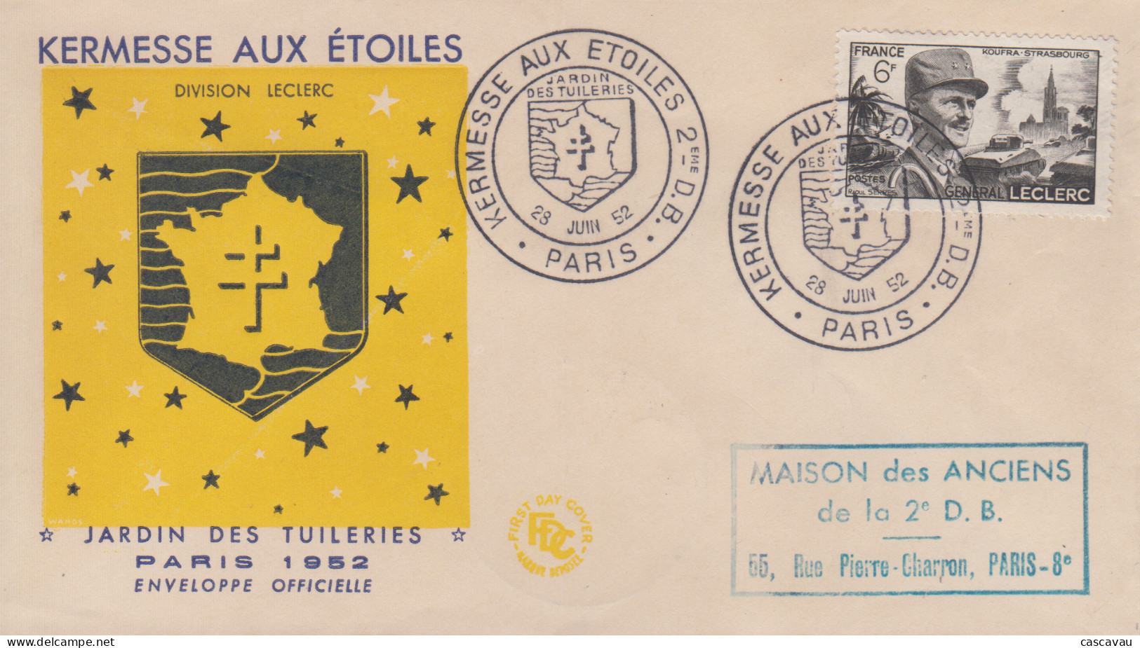 Enveloppe   FDC    FRANCE    Général   LECLERC    Kermesse  Aux  Etoiles    PARIS   1952 - 1950-1959