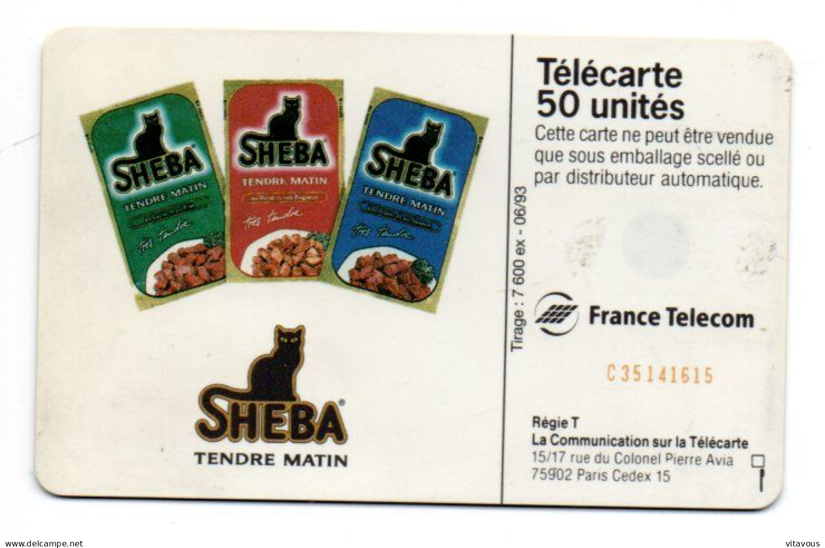 SHEBA Vert - En 680   - Télécarte Privée-publique FRANCE 50 Unités  Phonecard  (K 160) - 50 Unités   