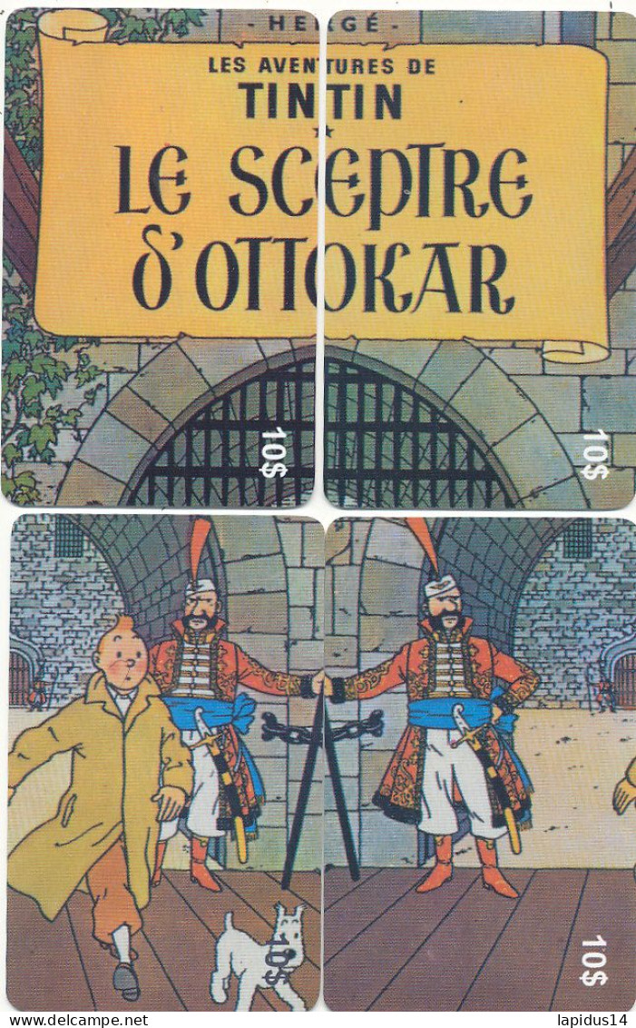 TE 21 / TELECARTE PUZZLE DE 4 CARTES  TINTIN  LE SCEPTRE D'OTTOKAR TIRAGE 500 EX - Fumetti