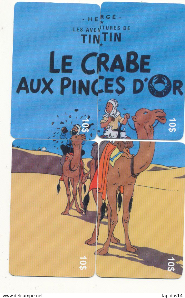 TE 23 / TELECARTE PUZZLE DE 4 CARTES  TINTIN   LE CRABE AUX PINCES D'OR  TIRAGE 500 EX - Comics