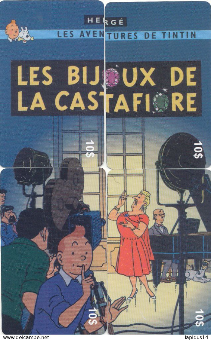 TE 25 / TELECARTE PUZZLE DE 4 CARTES  TINTIN  LES BIJOUX DE LA CASTAFIORE  TIRAGE 500 EX - Cómics