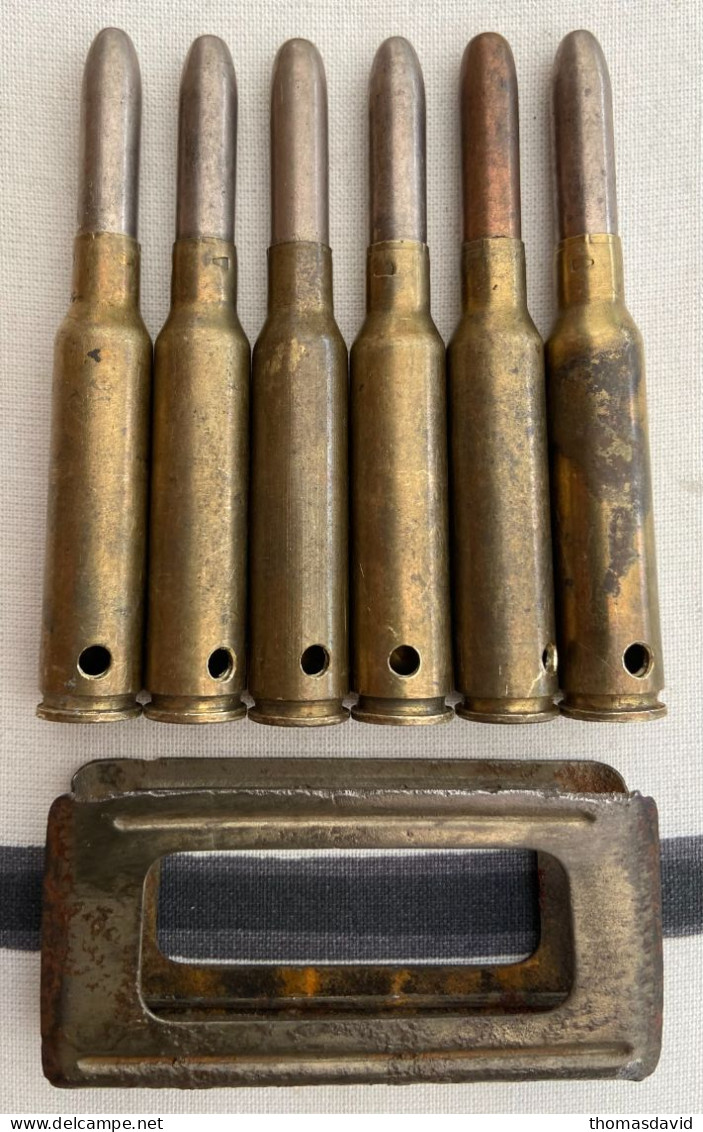 Clip De 6 Cartouches 6,5X52 CARCANO De 1940, Réglementaire De L'armée Italienne Ww2 - 39.45. Neutralisé. - Armas De Colección
