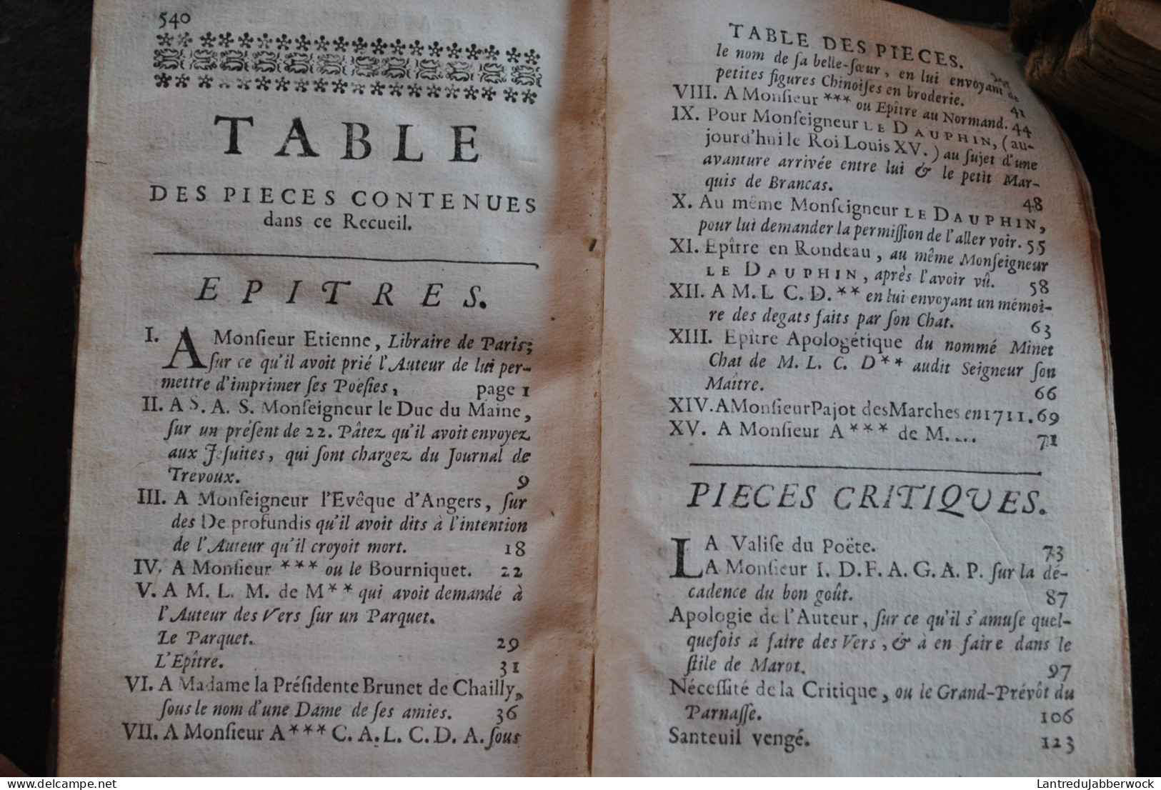 Recueil De Poésies Diverses Nouvelle édition Revue Corrigée Chez La Veuve Etienne La Vertu 1733 Privilège Du Roi Reliure - 1701-1800