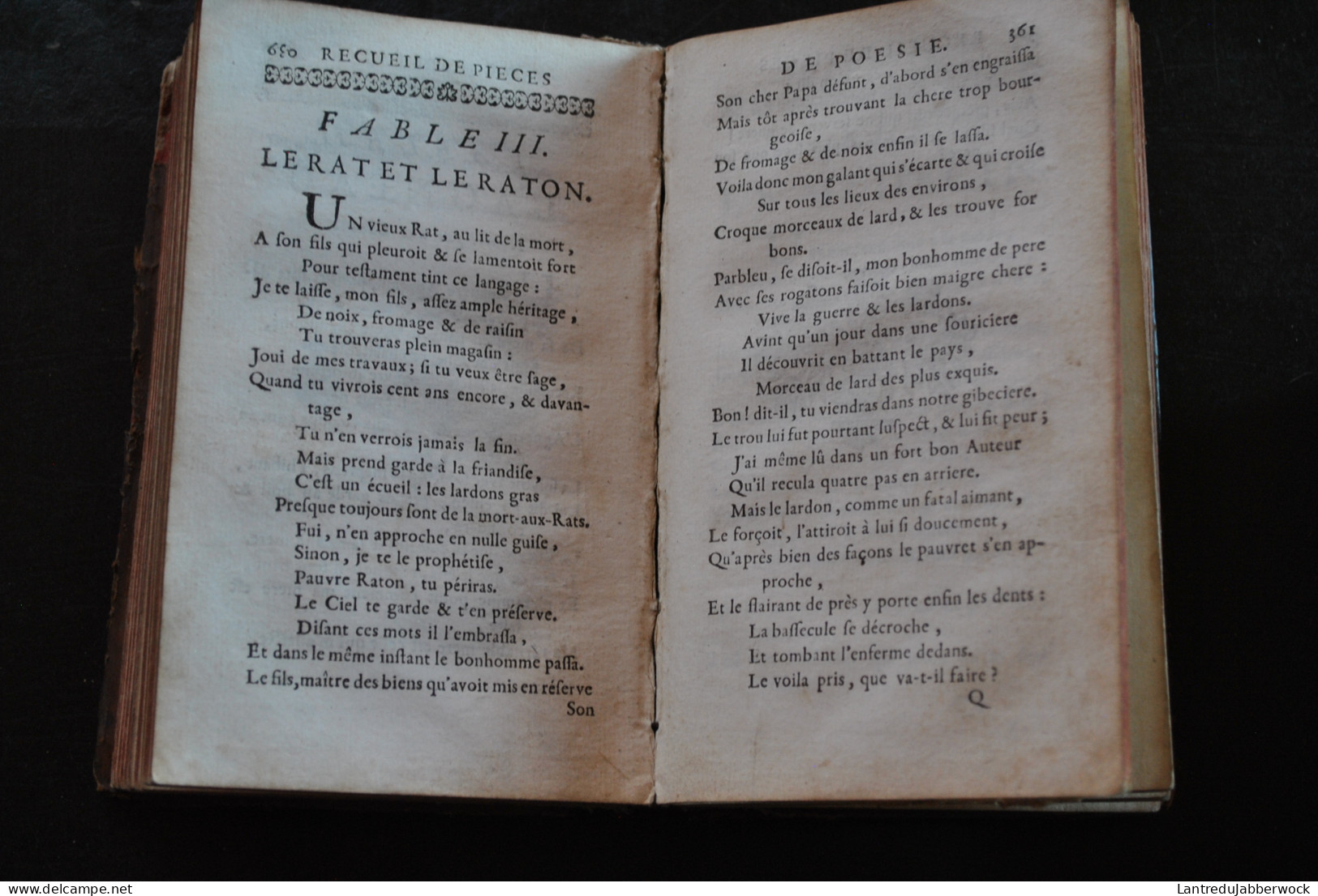 Recueil de poésies diverses Nouvelle édition revue corrigée Chez la veuve Etienne La Vertu 1733 Privilège du Roi Reliure