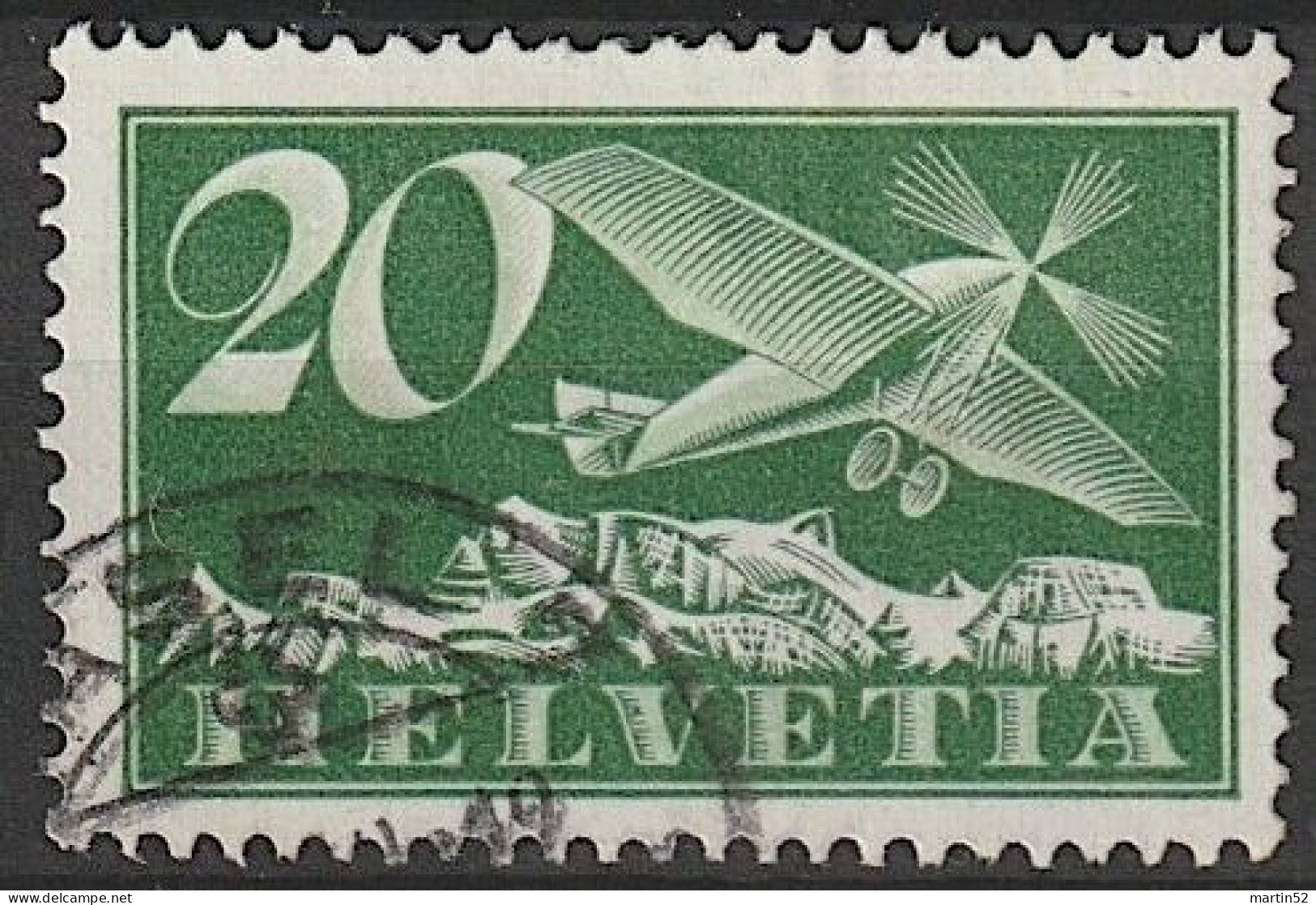 Schweiz Suisse 1925: Alpen-Flug / Avion Et Alpes Zu Flug 4 Mi 213 Yv PA 9 Mit Eck-Stempel Von BASEL 19 (Zu CHF 11.00) - Usati