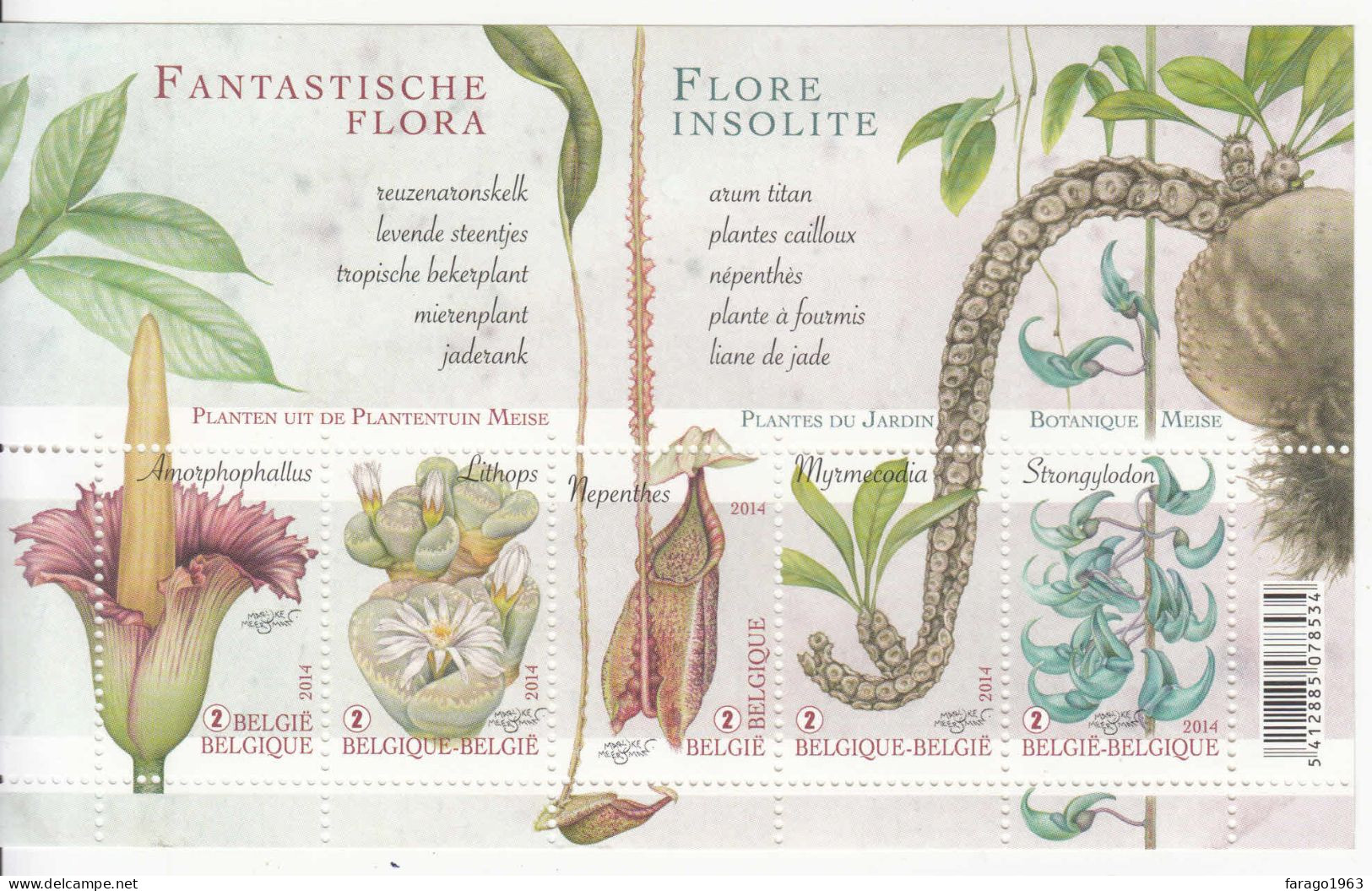 2014 Belgium Fantastic Flora Plants Miniature Sheet Of 5  MNH @ BELOW FACE VALUE - Unused Stamps