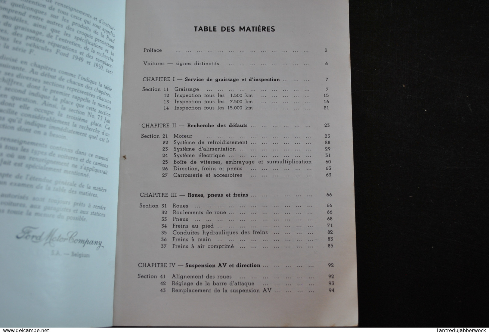 Manuel De Réparation FORD Voitures 1949 - 1950 Camions Série-F Truck Car Technique Mécanique Ancêtre Oldtimer Entretien - Auto