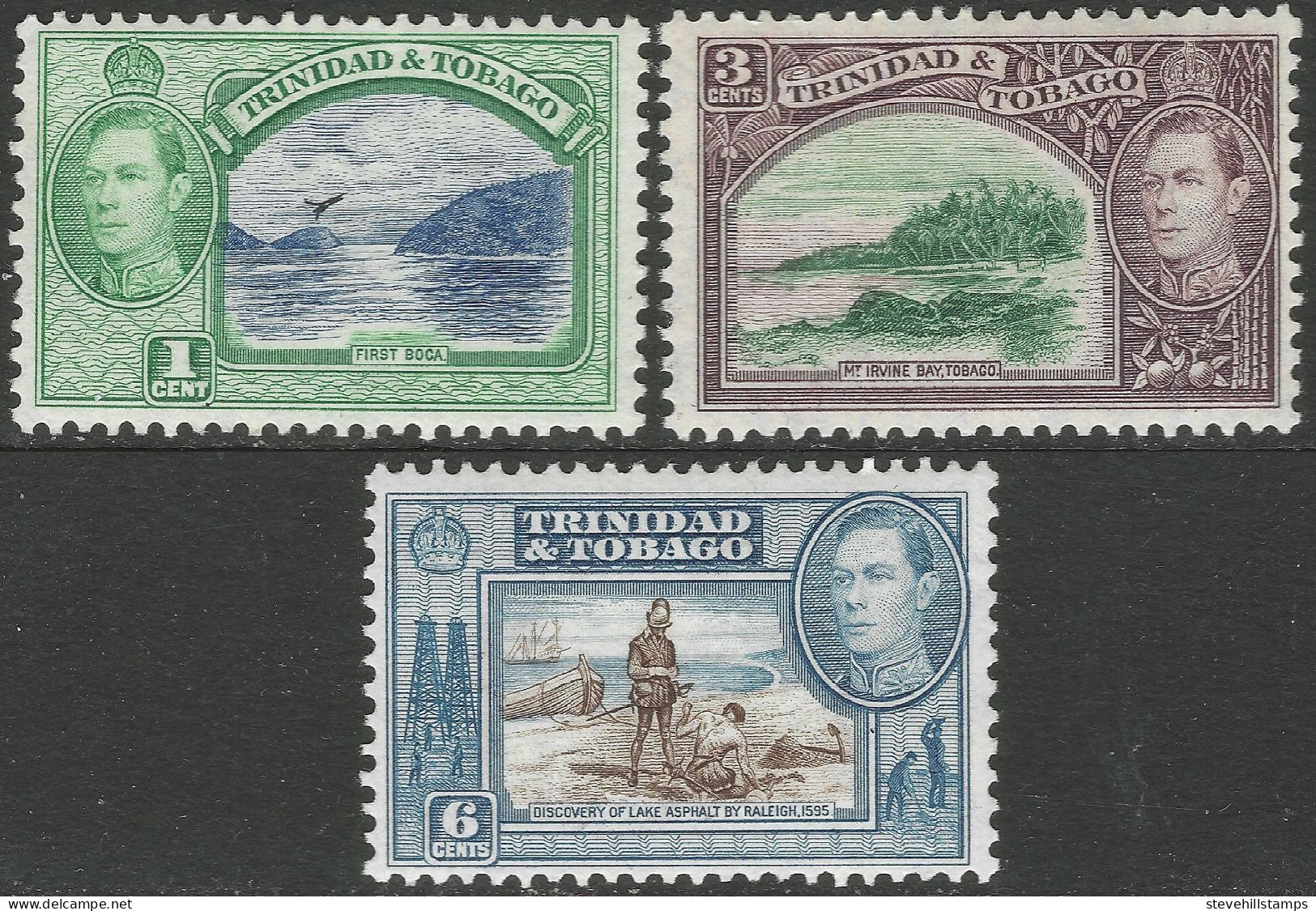 Trinidad & Tobago. 1938-44 KGVI. 1c, 3c, 6c MH. SG 246etc. M4002 - Trinidad & Tobago (...-1961)