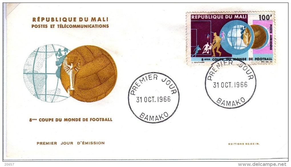 Mali A 038 Fdc 8éme Coupe Du Monde En Angleterre - 1966 – Angleterre