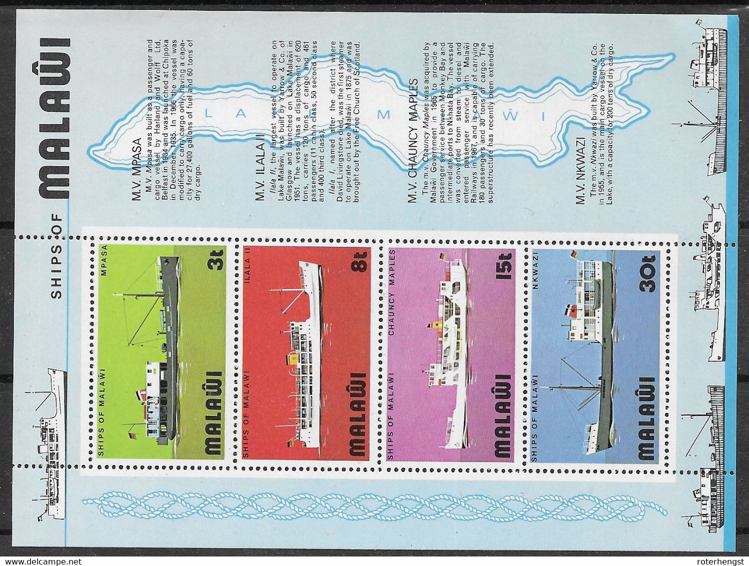 Malawi Mnh ** Ship Sheet 1975 6 Euros - Malawi (1964-...)