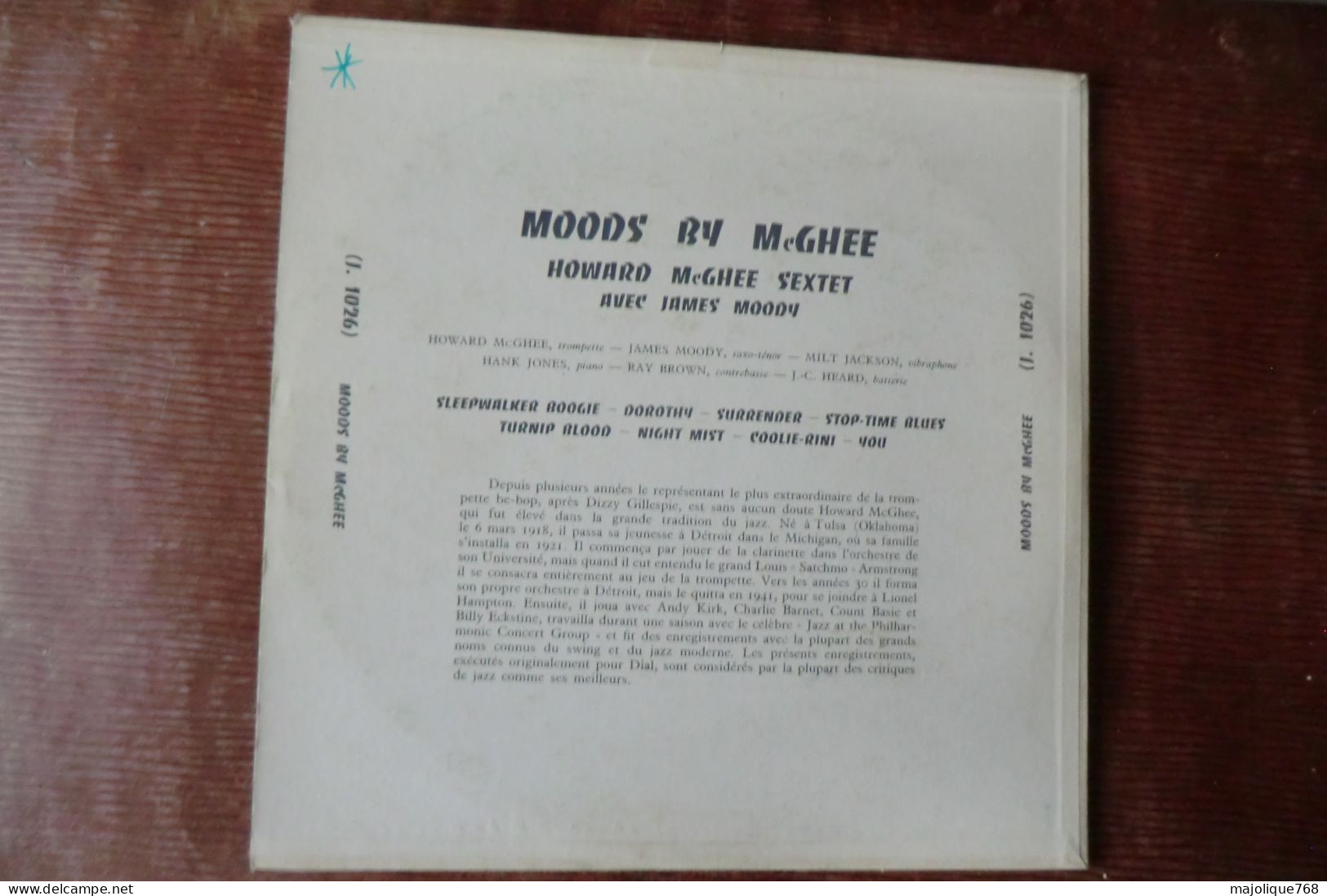 Disque De Howard McGhee Sextet Avec James Moody - Moods By McGhee - Guilde Jazz J. 1026 - France 1957 - Jazz