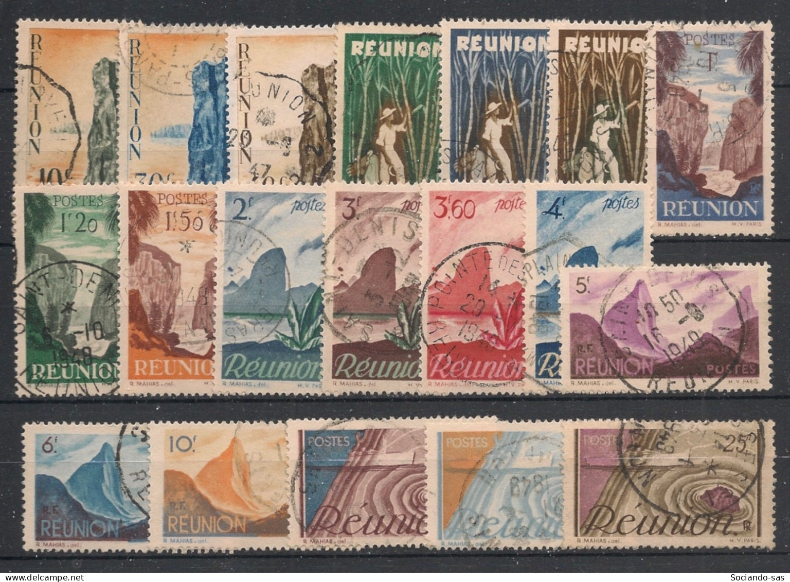 REUNION - 1947 - N°YT. 262 à 280 - Série Complète - Oblitéré / Used - Oblitérés