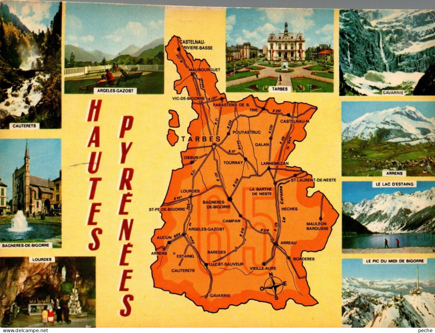 N°341 Z -cpsm Carte Géographique Des Hautes Pyrénées- - Landkarten