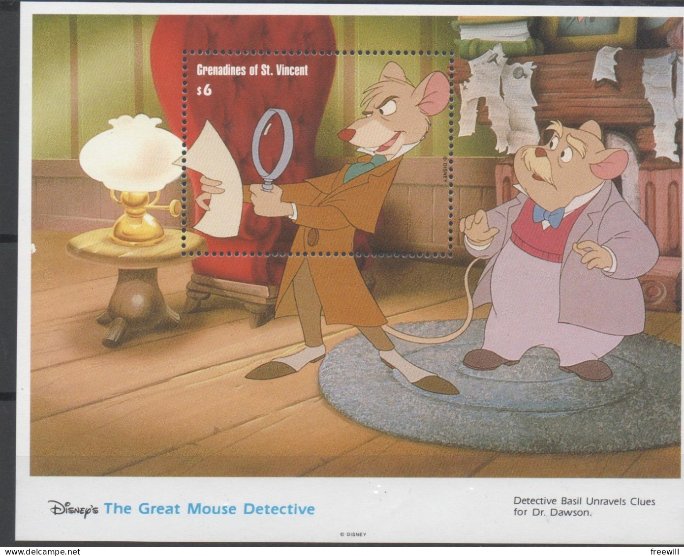 Basil , Détective Privé - The Great Mouse Detective XXX 1992 - St.Vincent & Grenadines