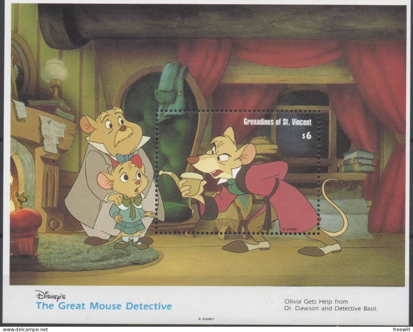 Basil , Détective Privé - The Great Mouse Detective XXX 1992 - St.Vincent & Grenadines