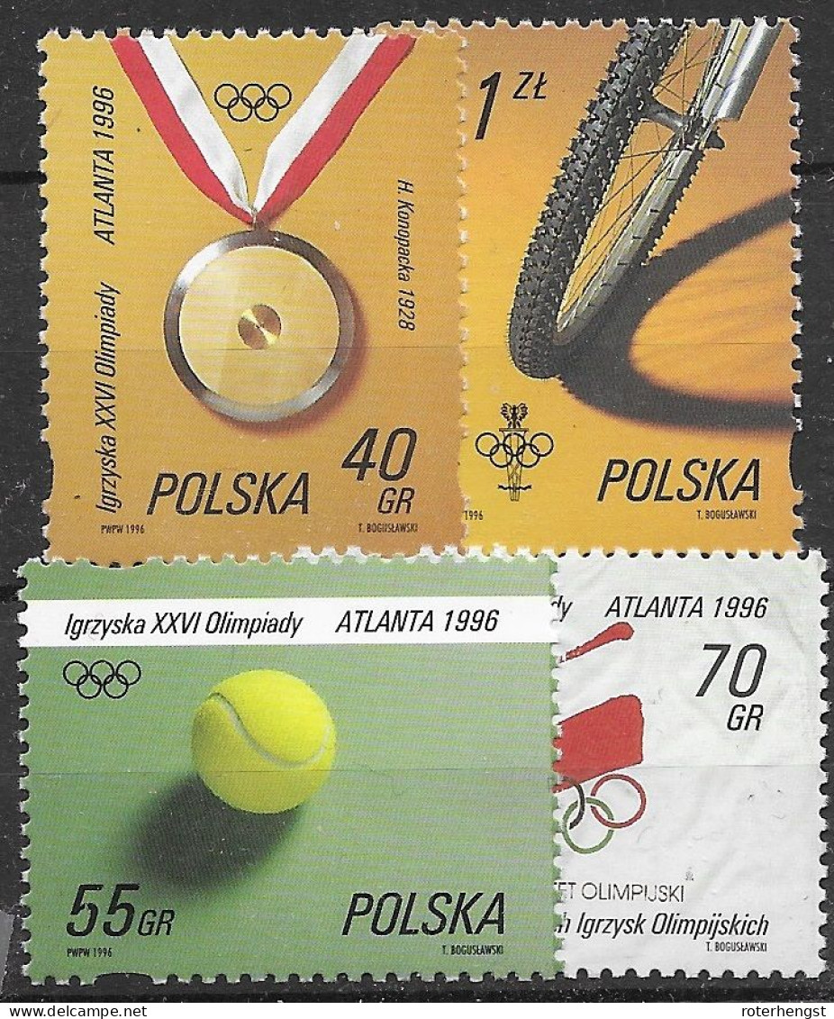 Poland Mnh ** Sports Tennis Cycling Set 1996 - Neufs