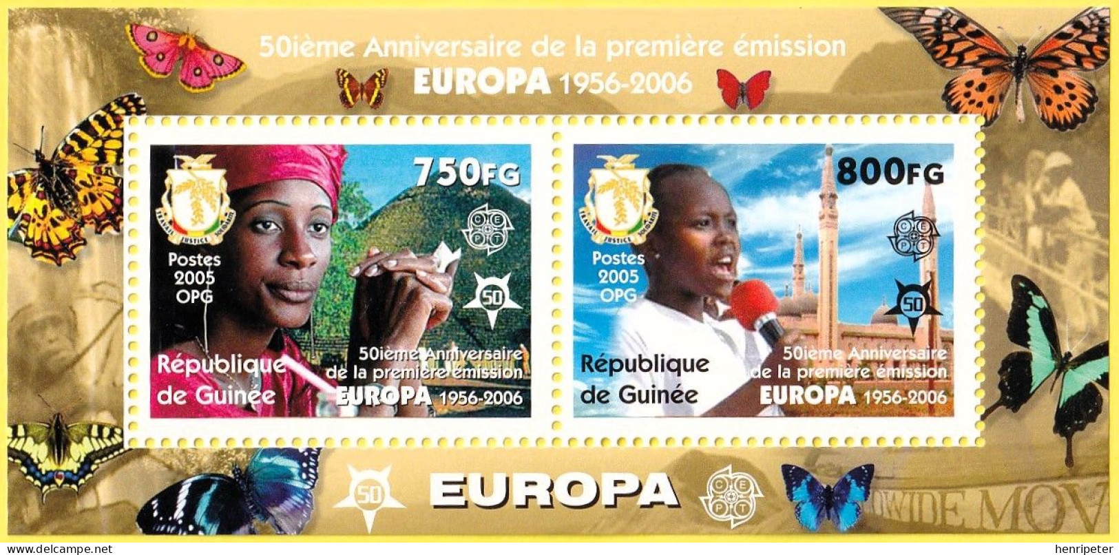 Bloc-feuillet Neuf** - 50e Anniversaire De La Première émission EUROPA (1956-2006) - N° BL917 (Yvert) - Guinée 2006 - Guinea (1958-...)