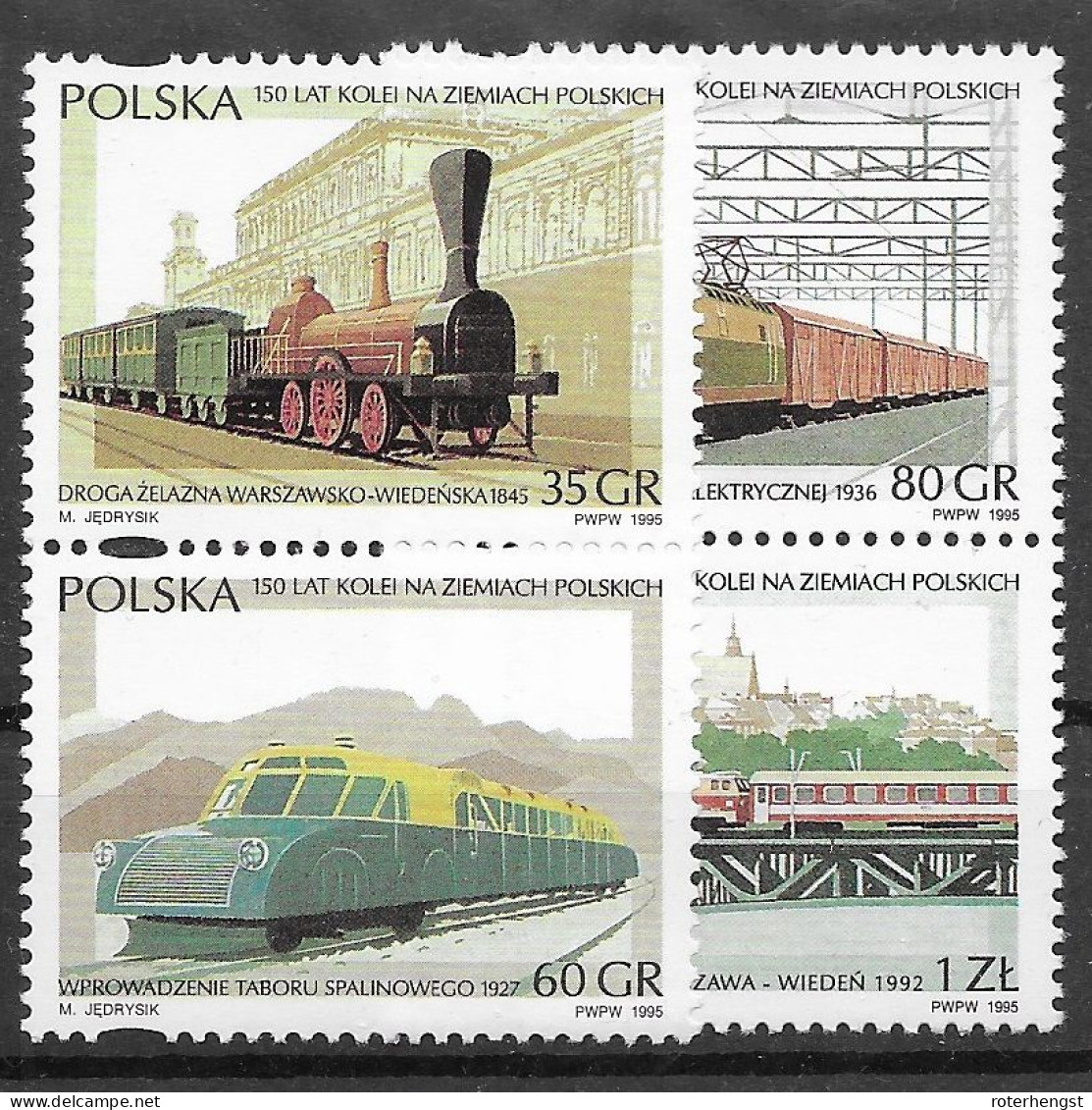 Poland Mnh ** Train Set 1995 - Unused Stamps