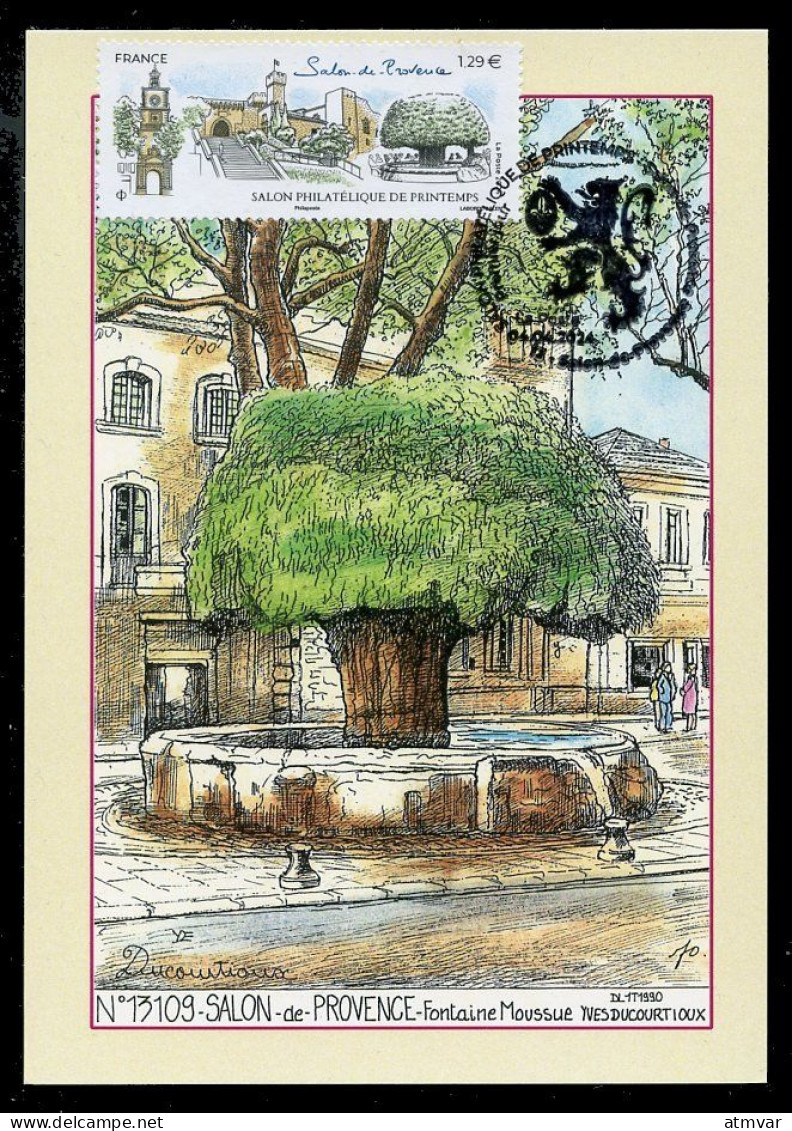 FRANCE (2024) Carte Maximum Card - Salon Philatélique De Printemps Salon-de-Provence - Fontaine Moussue, Blason - 2020-…