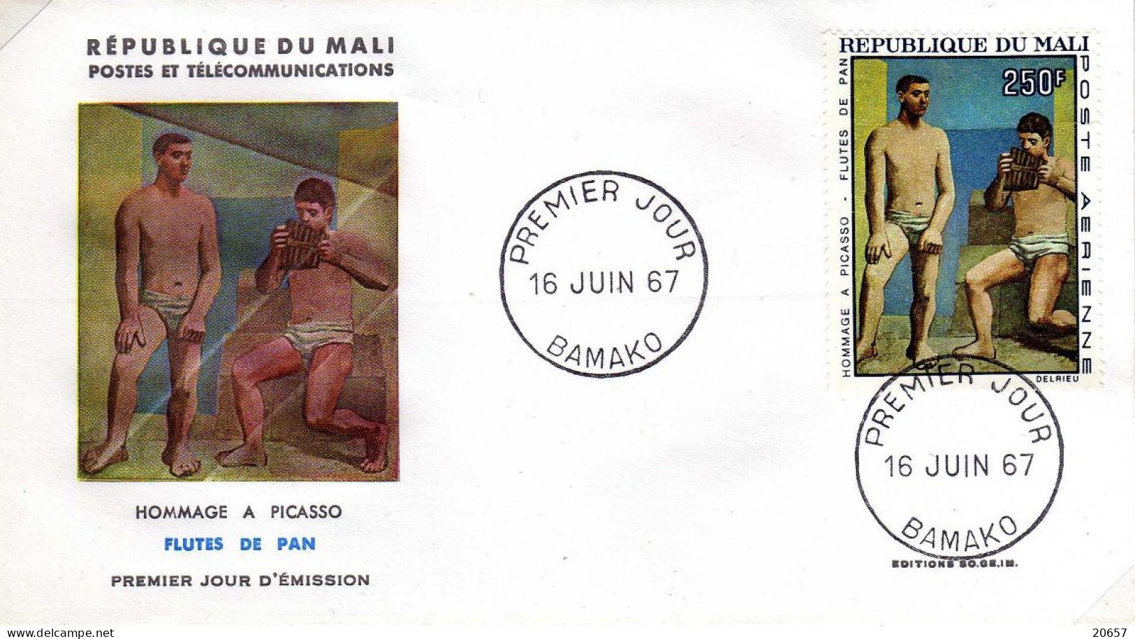 Mali A 046/48 Fdc Pablo PICASSO, La Cage Aux Oiseaux, Paul En Arlequin, Flûtes De Pan - Picasso