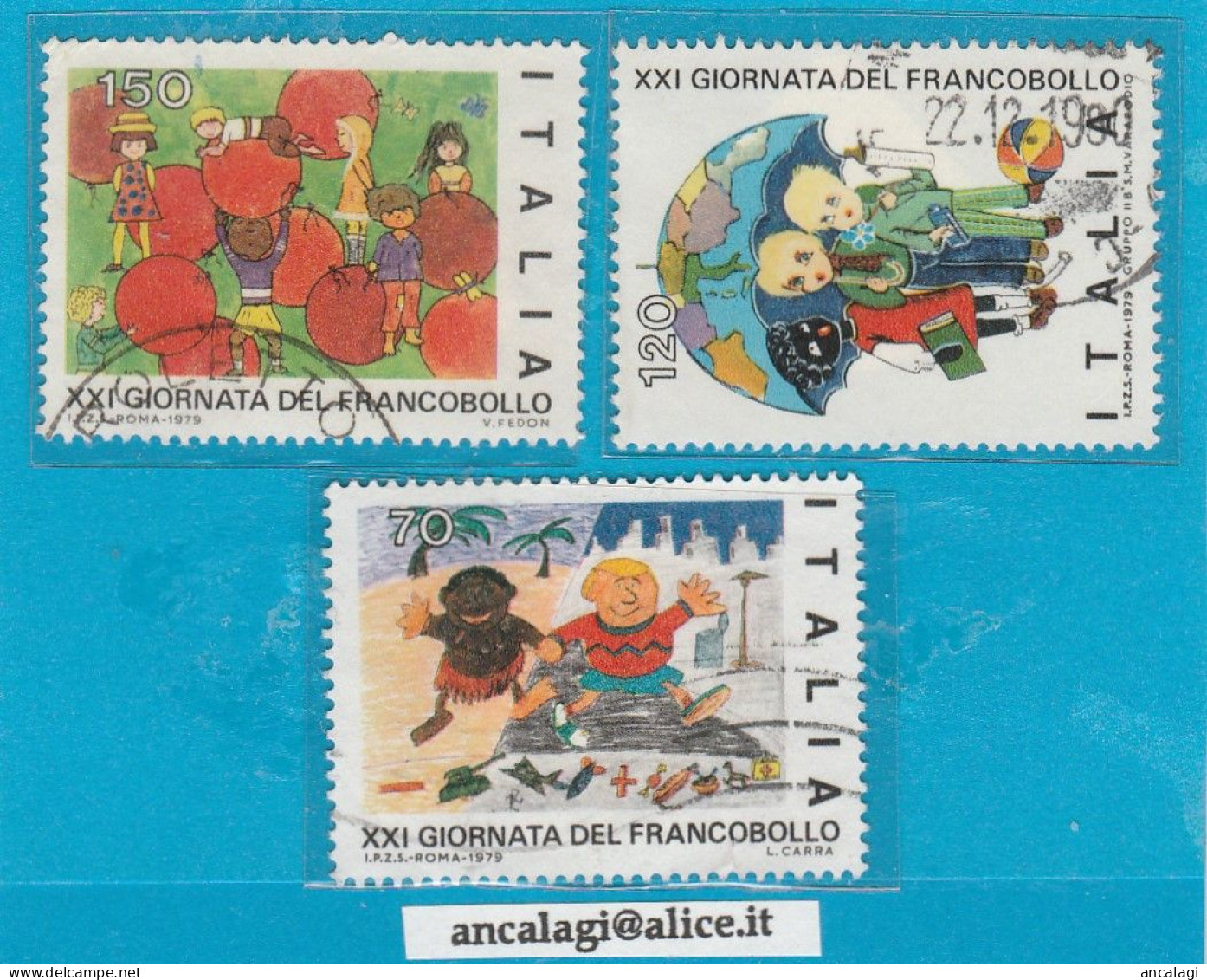 USATI ITALIA 1979 - Ref.0421 "GIORNATA DEL FRANCOBOLLO" Serie Di 3 Val. - - 1971-80: Gebraucht