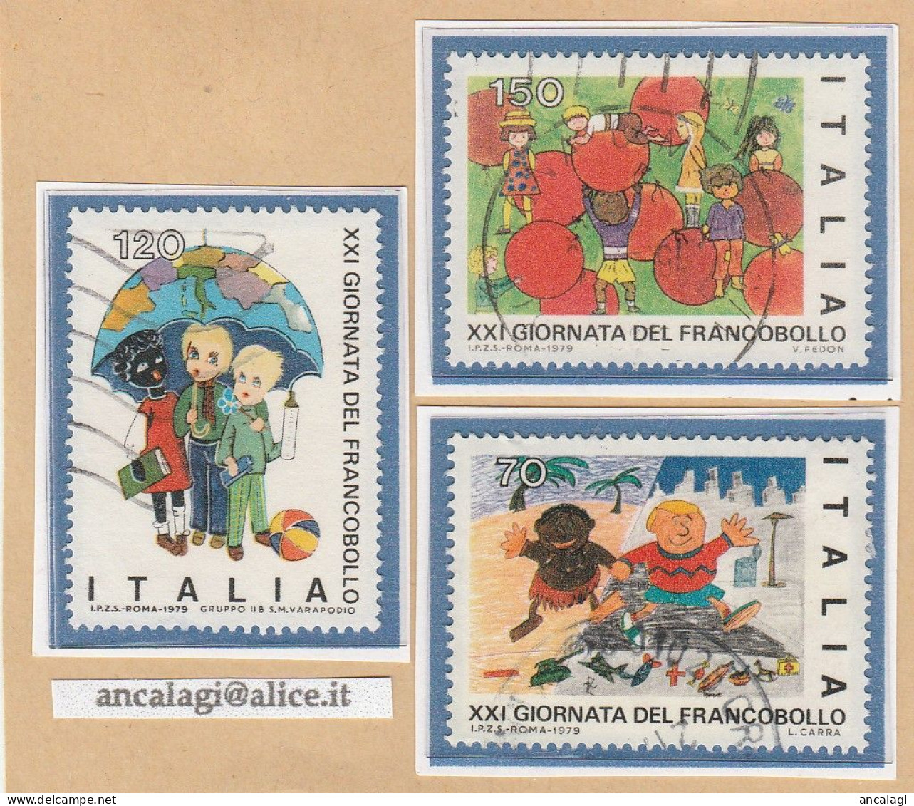 USATI ITALIA 1979 - Ref.0421A "GIORNATA DEL FRANCOBOLLO" Serie Di 3 Val. - - 1971-80: Oblitérés