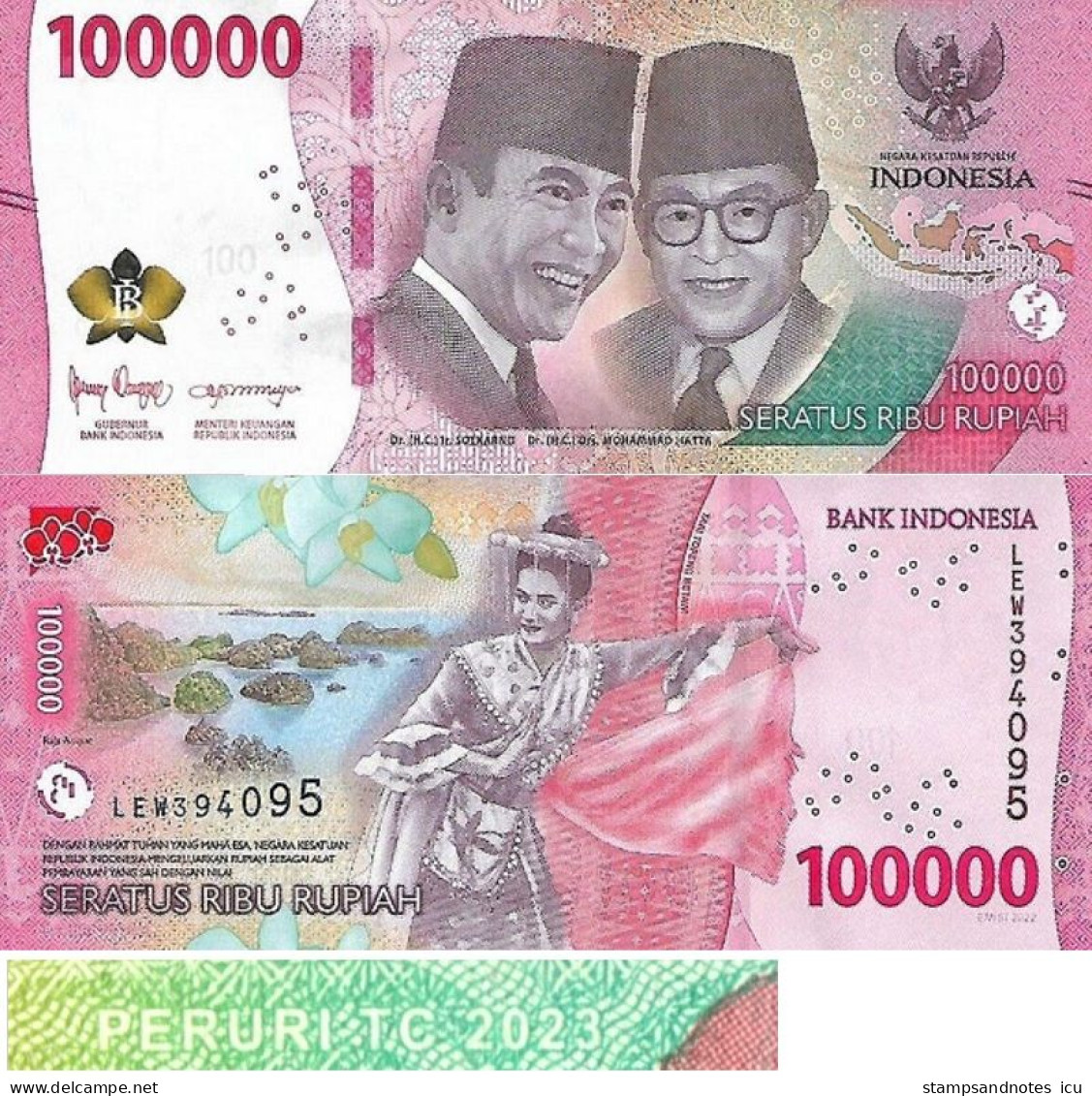 INDONESIA 100000 Rupiah 2023 P W168 UNC - Indonésie