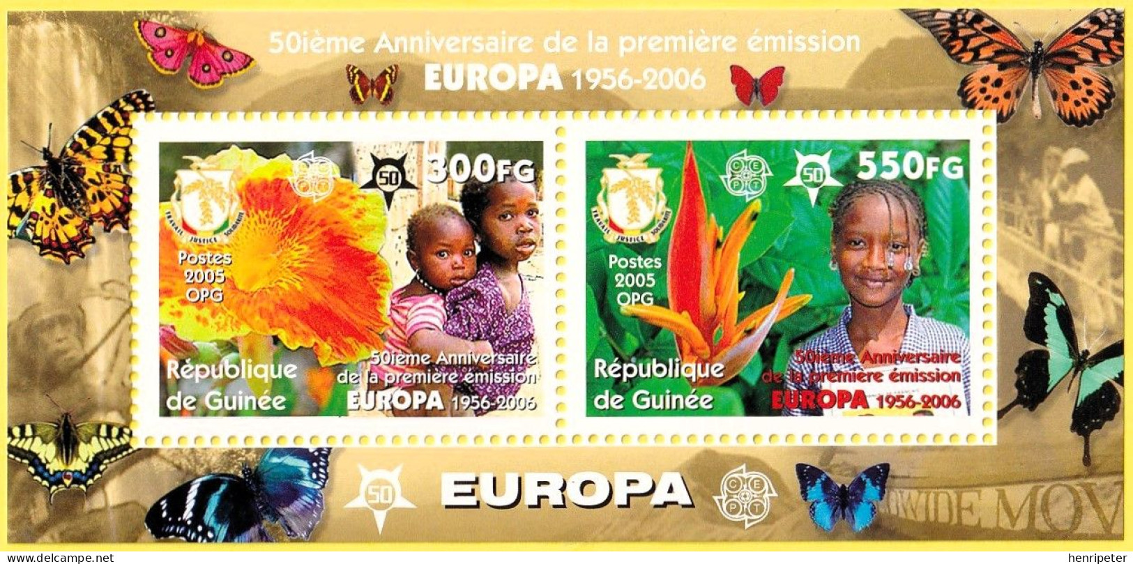 Bloc-feuillet Neuf** - 50e Anniversaire De La Première émission EUROPA (1956-2006) - N° BL916 (Michel) - Guinée 2006 - Guinea (1958-...)