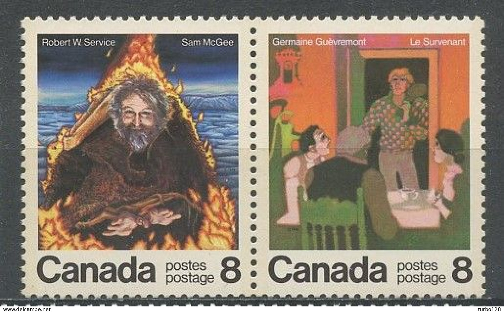 CANADA 1976 N° 608/609 ** Neufs MNH Superbes Ecrivain Writers Tableaux Painting Survenant Dumas Sam MacGee Bierk - Neufs