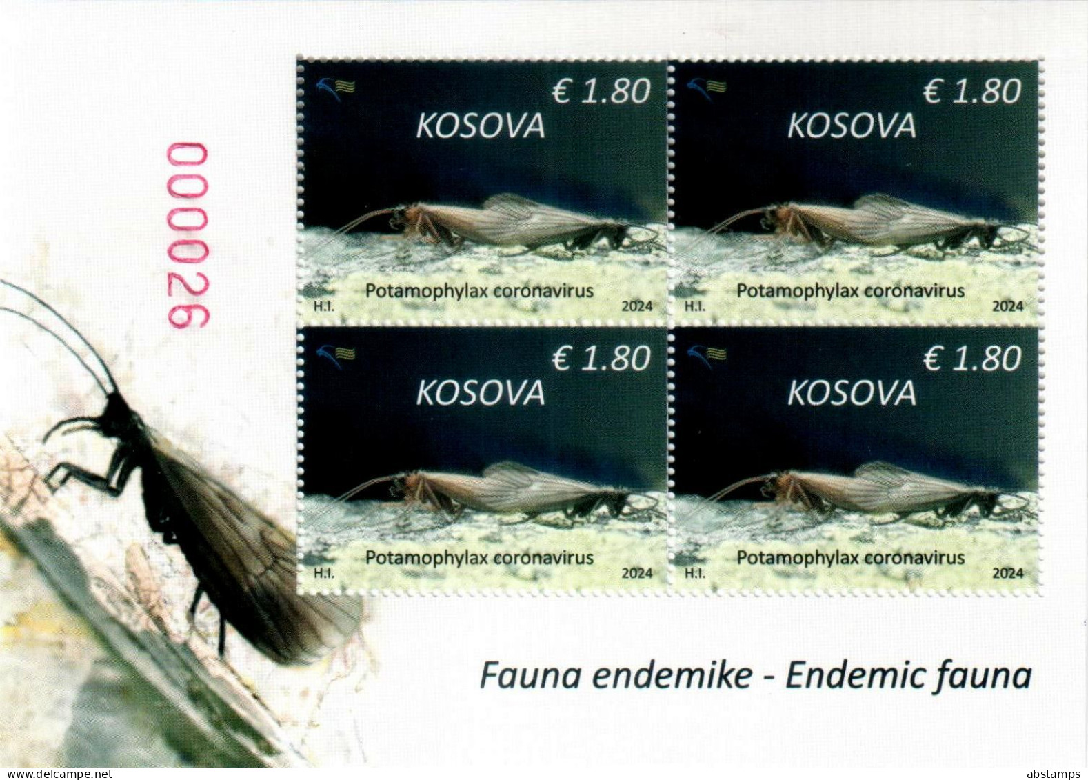 Kosovo Stamps 2024. Endemic Fauna: Potamophylax Coronavirus. Sheet MNH - Kosovo