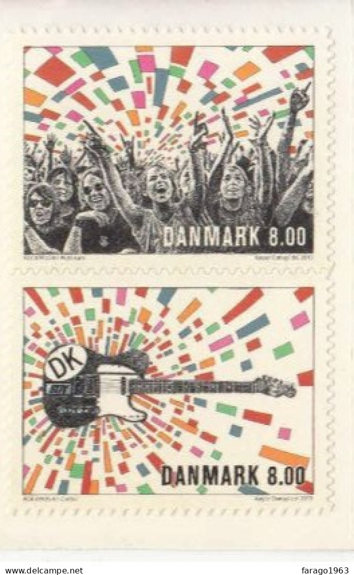 2013 Denmark Rock Music Electric Guitar Musical Instruments Complete Self-adhesive Pair @ BELOW FACE VALUE - Unused Stamps