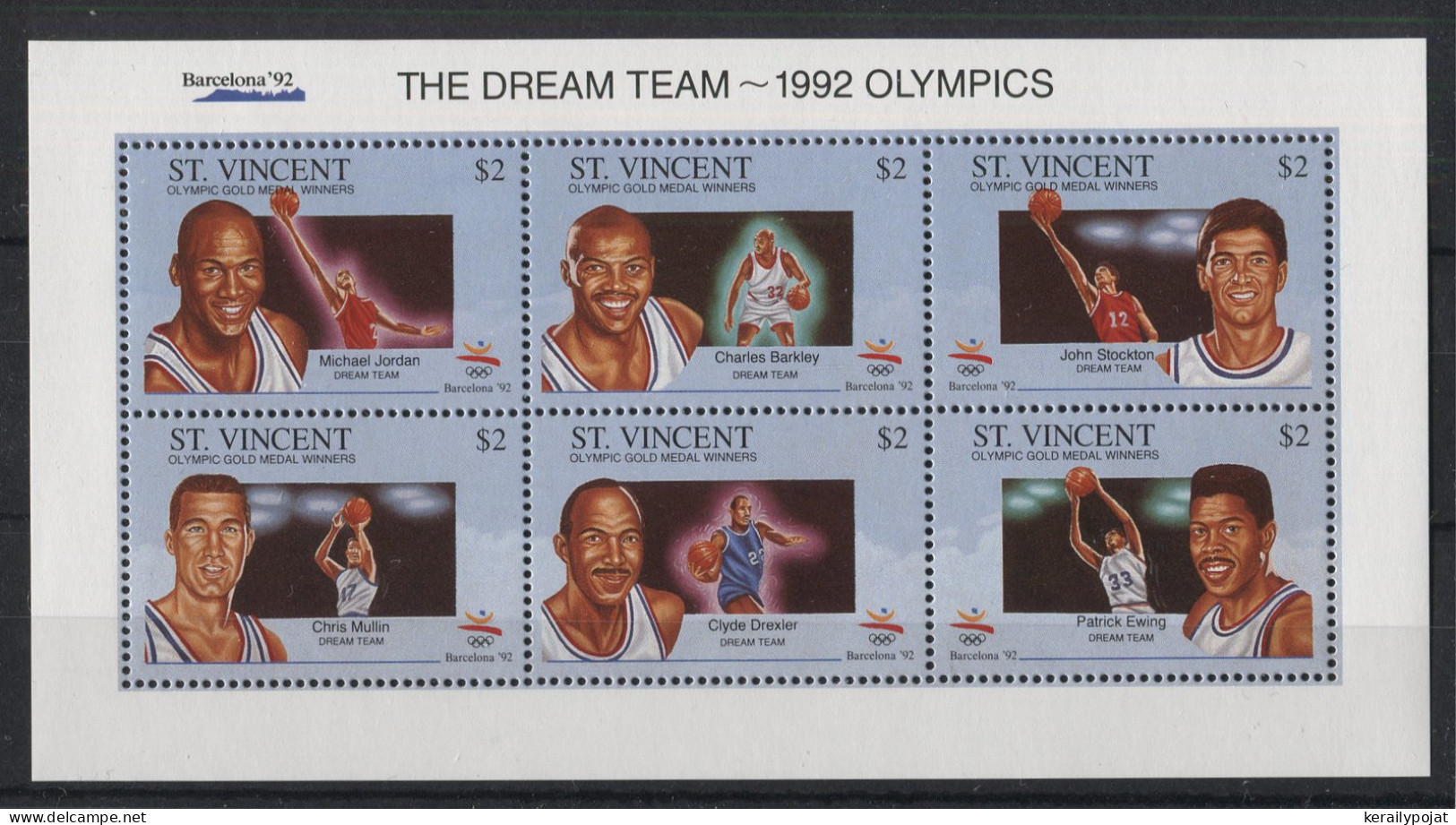 St.Vincent - 1992 USA Bascetball Gold Medalists Kleinbogen (1) MNH__(TH-23928) - St.Vincent (1979-...)