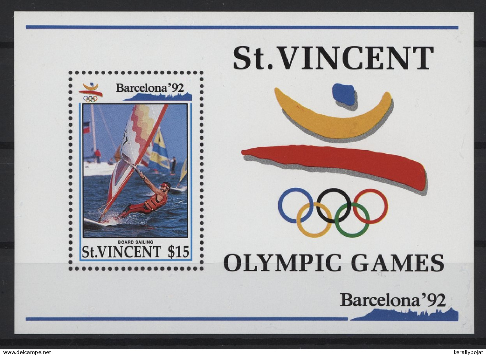 St.Vincent - 1992 Barcelona Block (1) MNH__(TH-27741) - St.Vincent (1979-...)