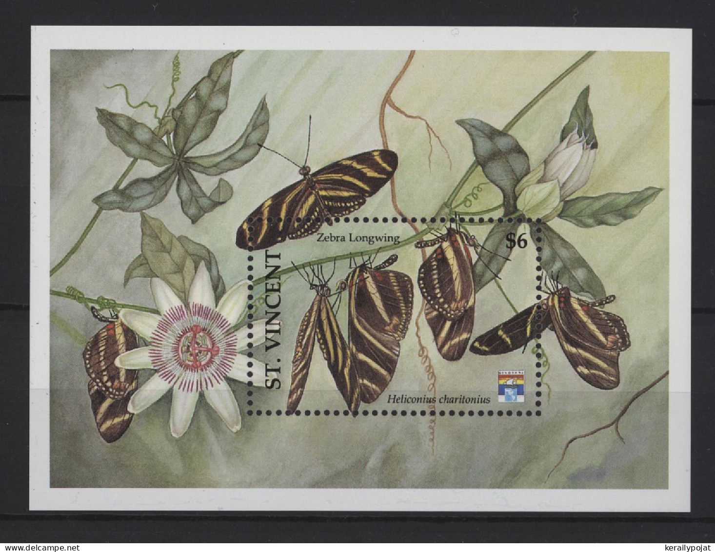 St.Vincent - 1992 Butterflies Block (3) MNH__(TH-26785) - St.Vincent (1979-...)