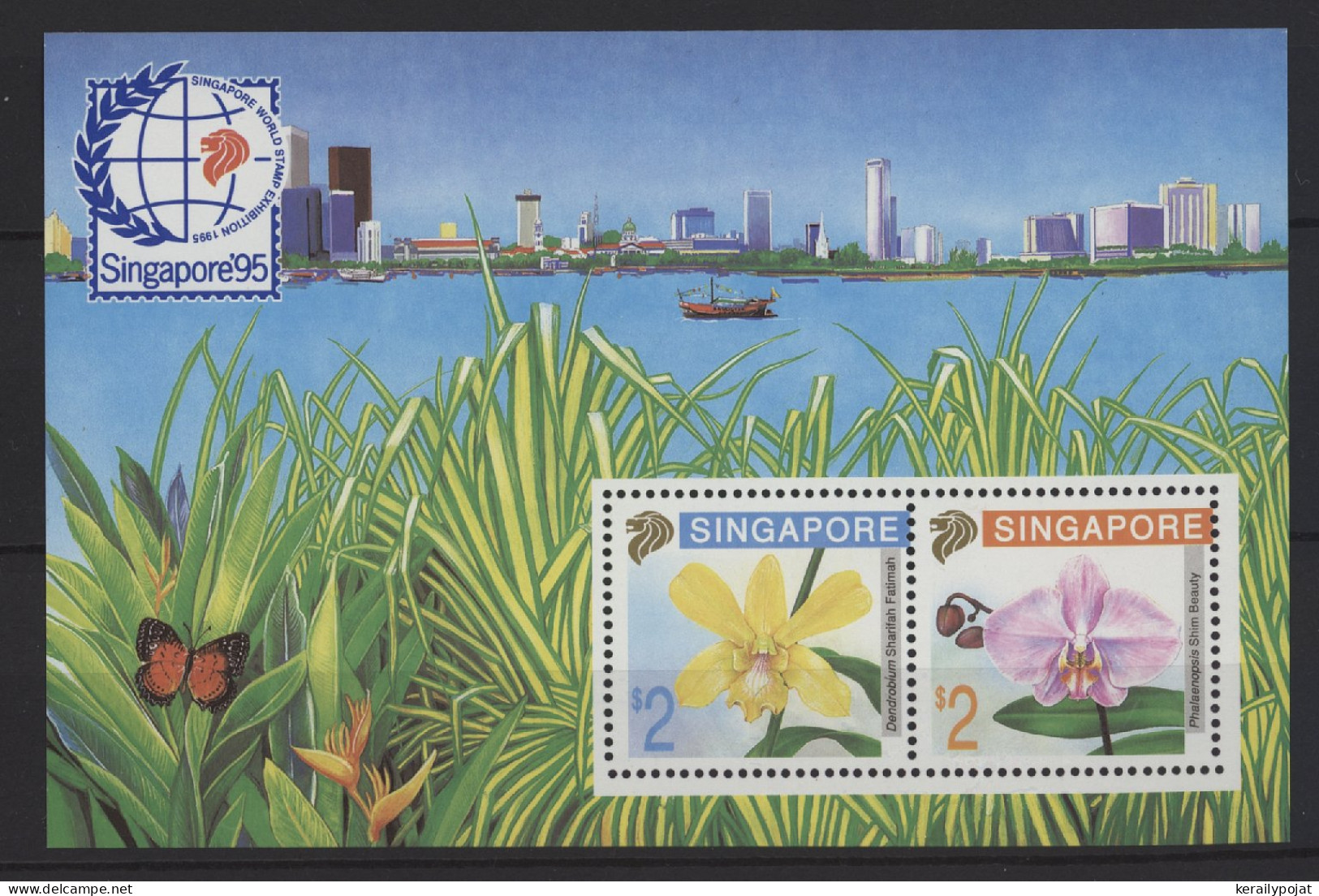 Singapore - 1992 Orchids (II) Block MNH__(TH-26815) - Singapore (1959-...)