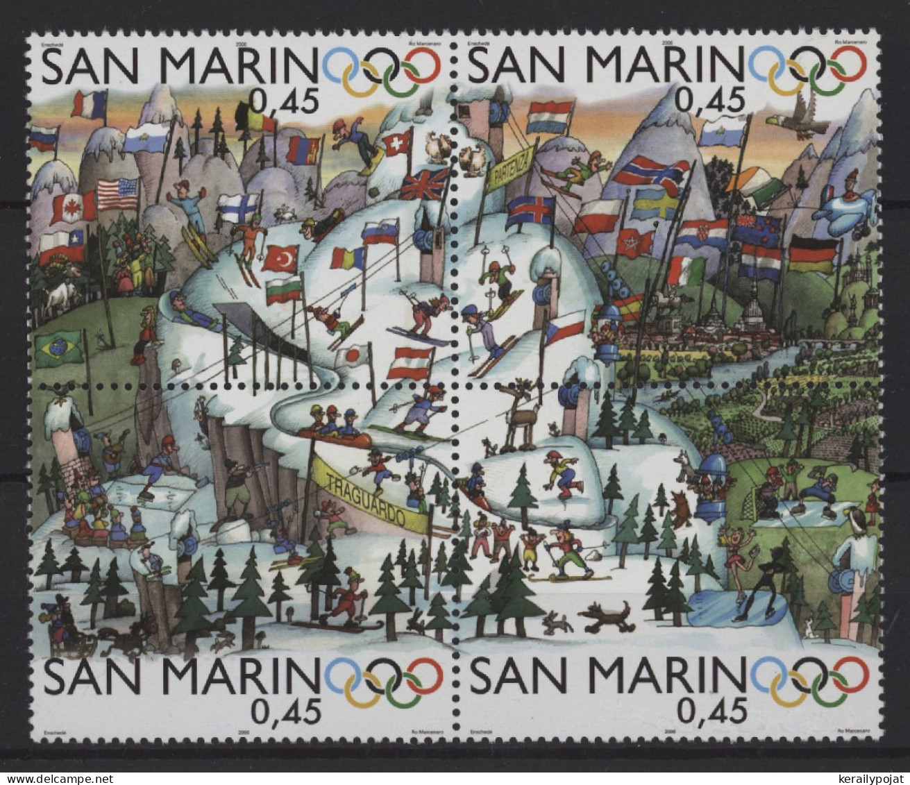 San Marino - 2006 Winter Olympics Turin Block Of Four MNH__(TH-25553) - Blocks & Kleinbögen