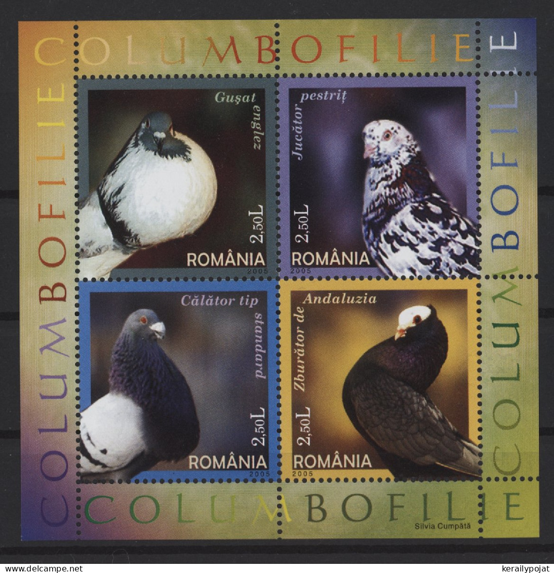 Romania - 2005 Breeding Pigeons Block MNH__(TH-27113) - Blocs-feuillets