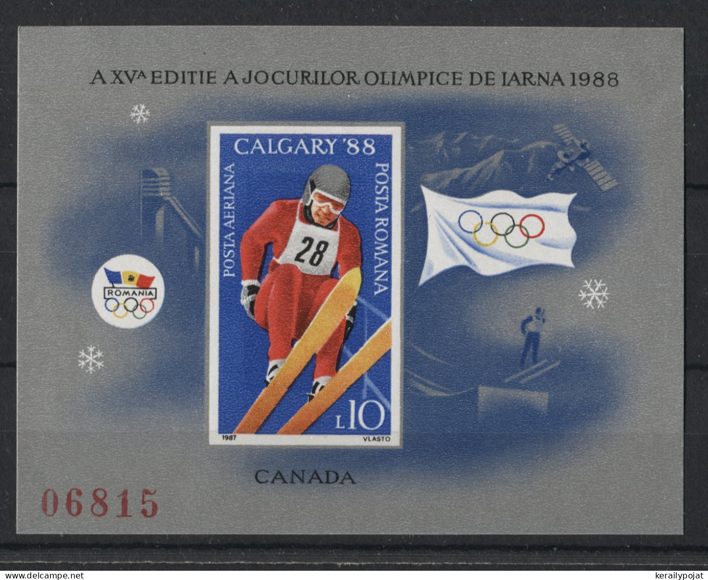 Romania - 1987 Winter Olympics Calgary Block MNH__(TH-23536) - Hojas Bloque