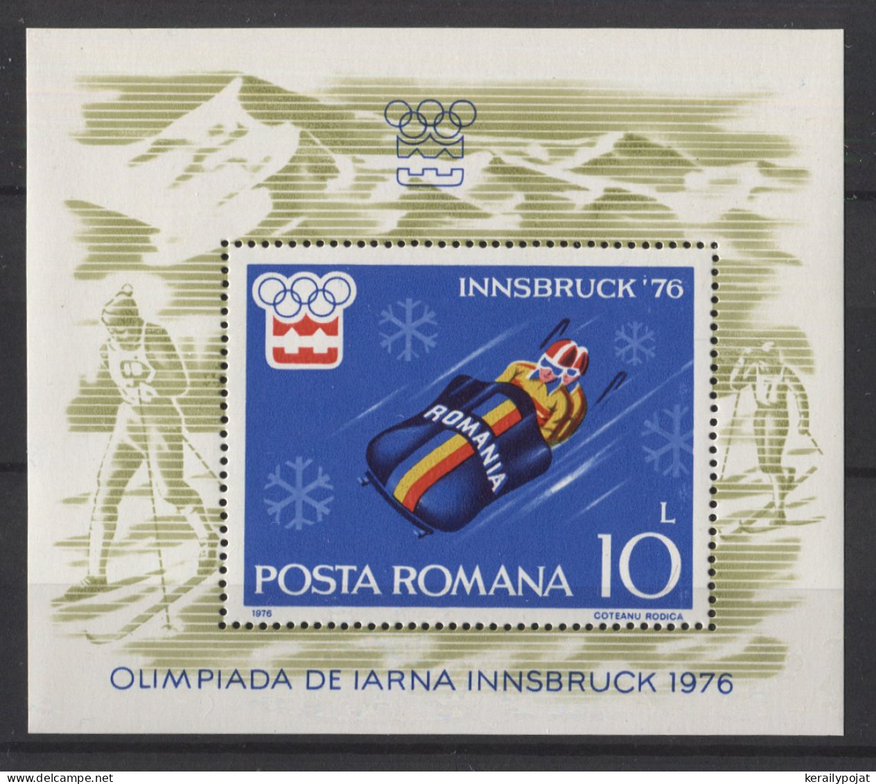 Romania - 1975 Winter Olympics Innsbruck Block (1) MNH__(TH-25003) - Blocs-feuillets